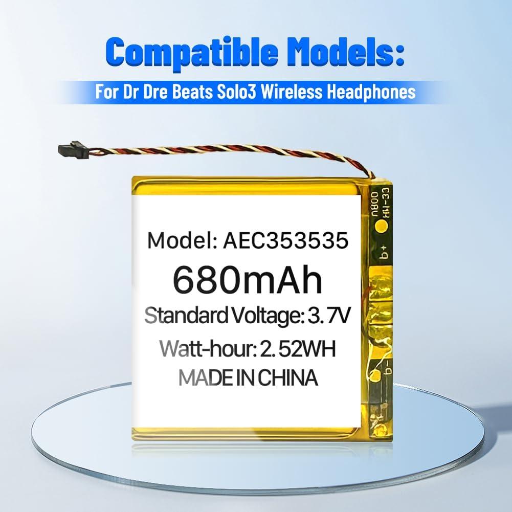 Batería de Reemplazo AEC353535 680mAh Li-Polímero para Beats