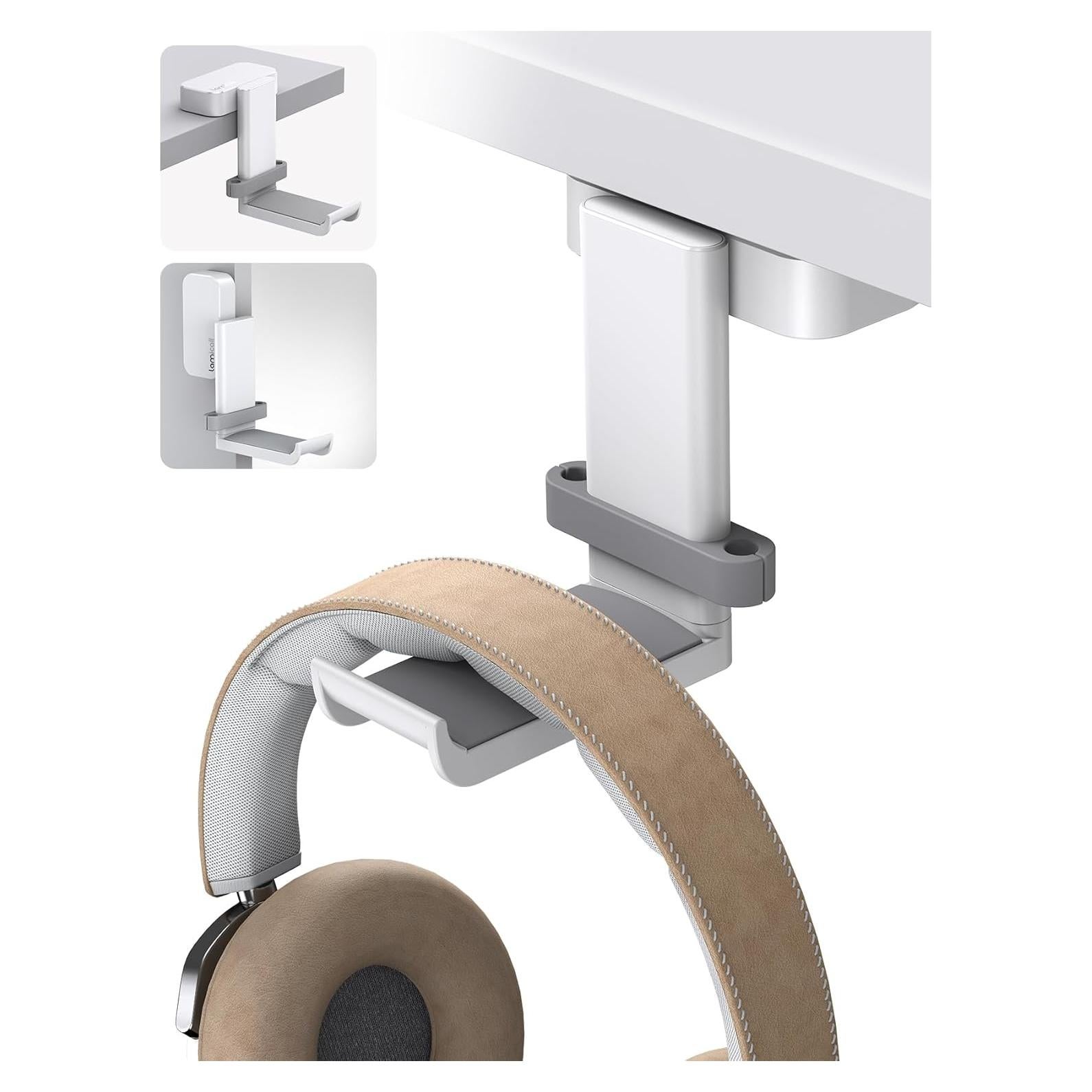 Soporte para Auriculares Lamicall Blanco con Organizador de Cables