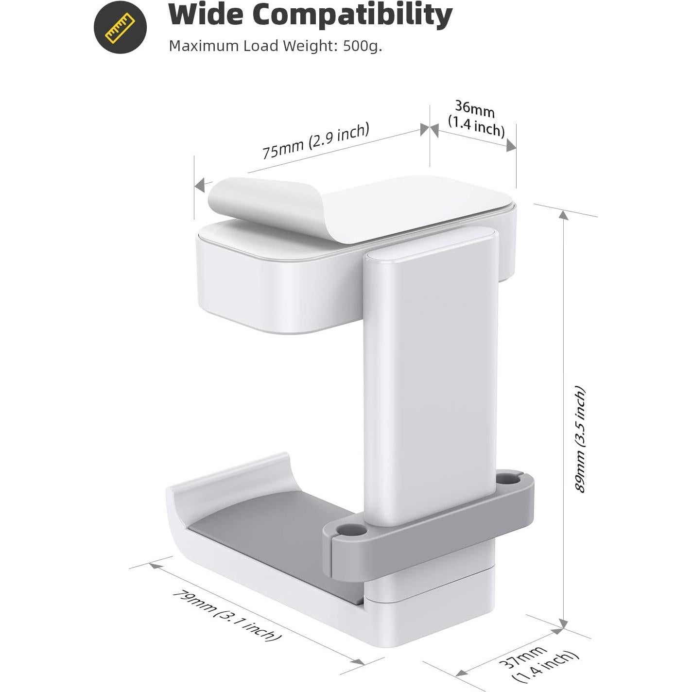 Soporte para Auriculares Lamicall Blanco con Organizador de Cables