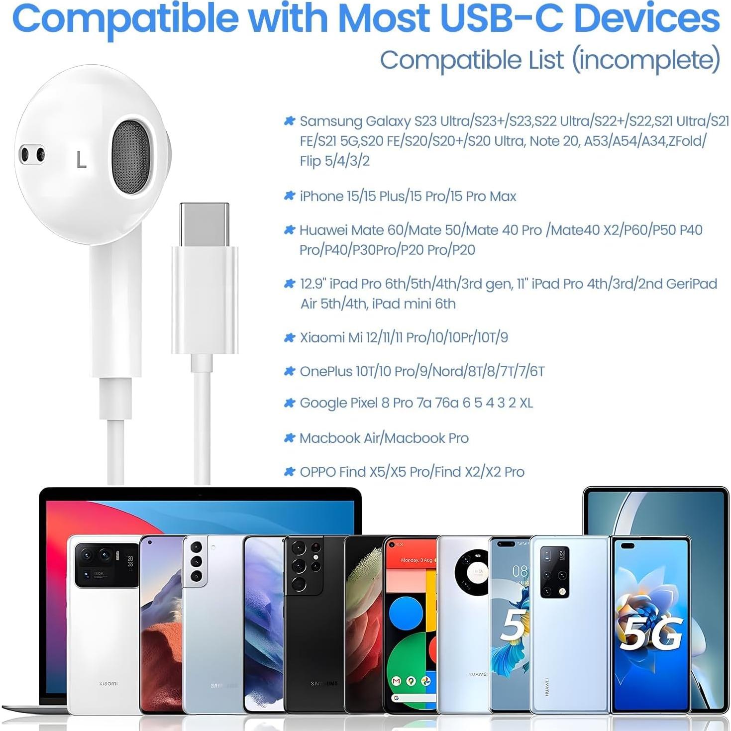 Auriculares In Ear USB C GIJIVCOZ HiFi Estéreo con Micrófono