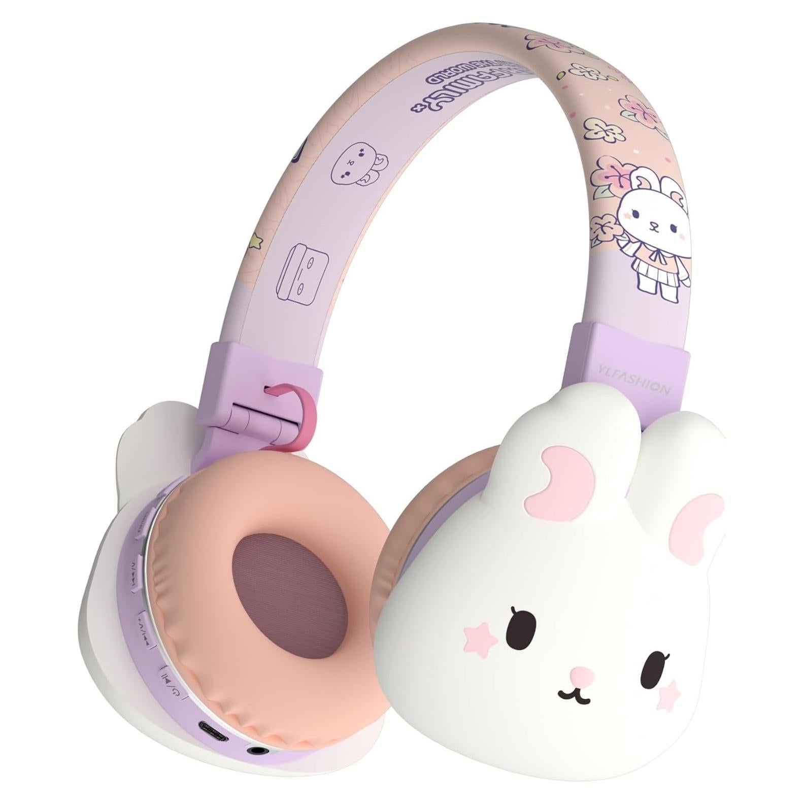 Auriculares Inalámbricos y Con Cable YLFASHION Conejo Púrpura