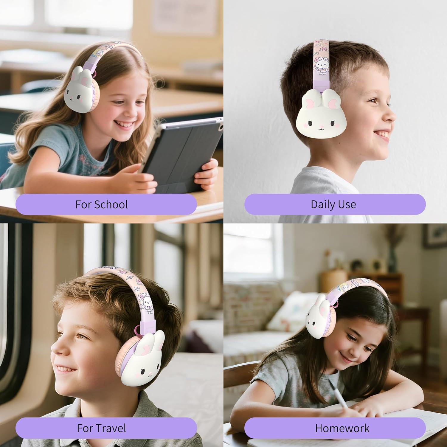 Auriculares Inalámbricos y Con Cable YLFASHION Conejo Púrpura