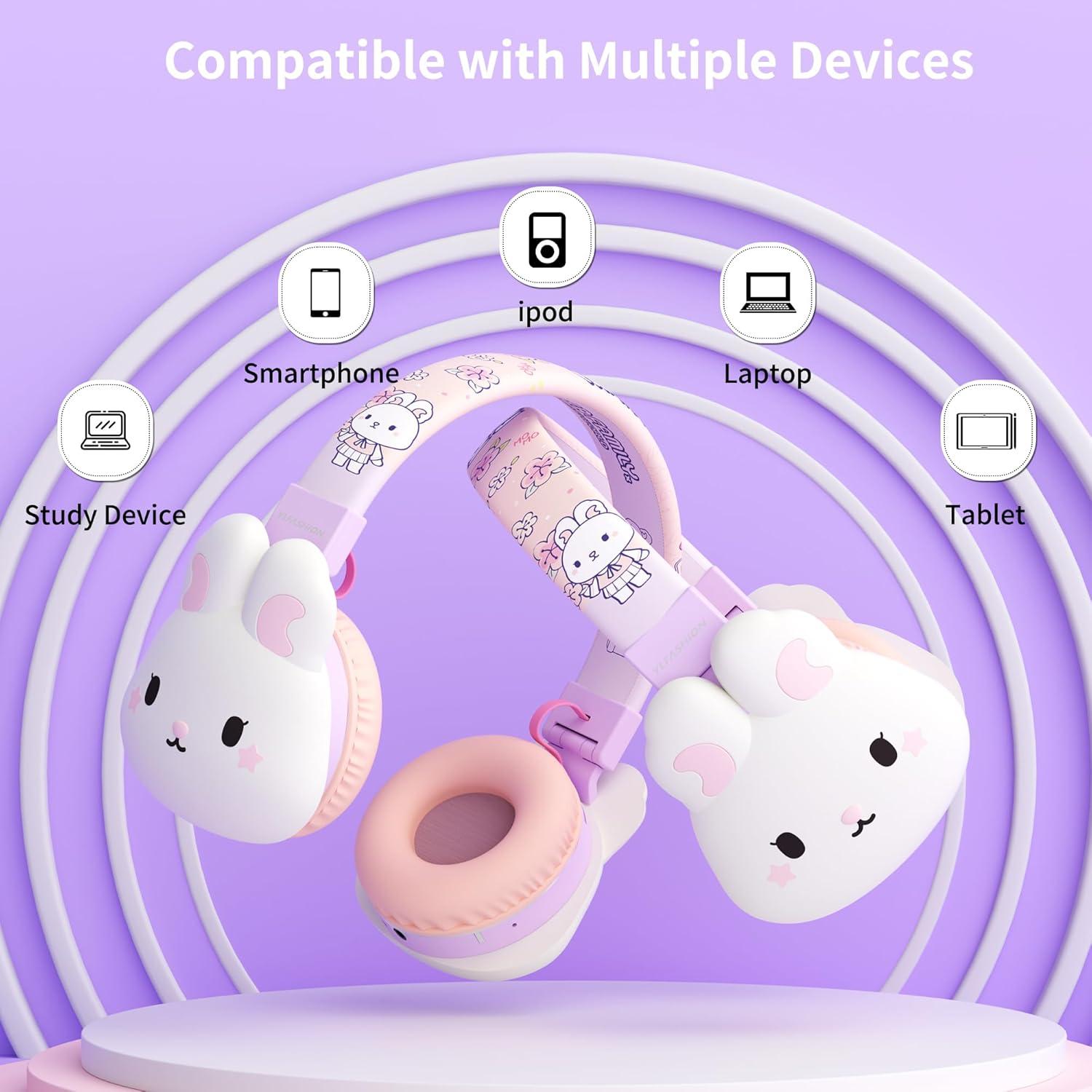 Auriculares Inalámbricos y Con Cable YLFASHION Conejo Púrpura