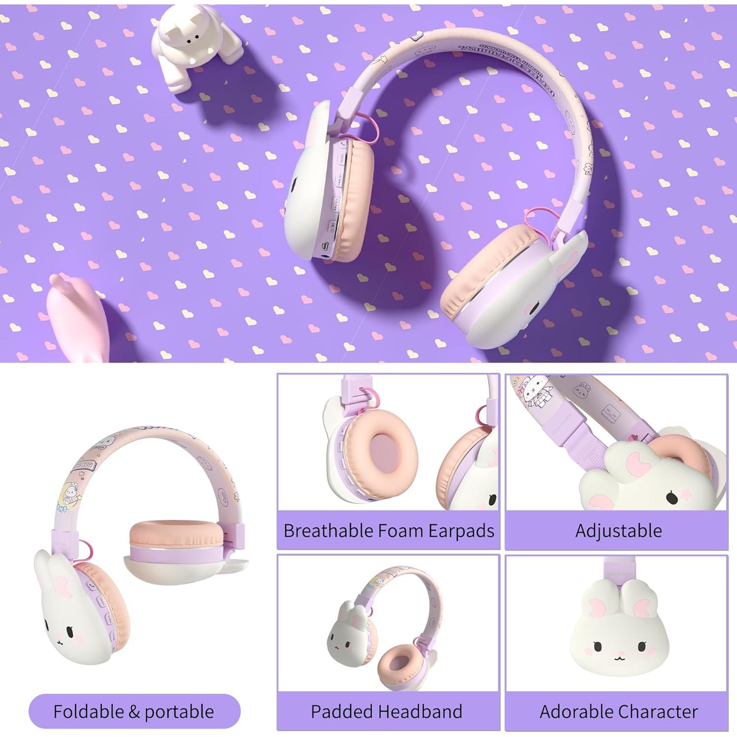 Auriculares Inalámbricos y Con Cable YLFASHION Conejo Púrpura