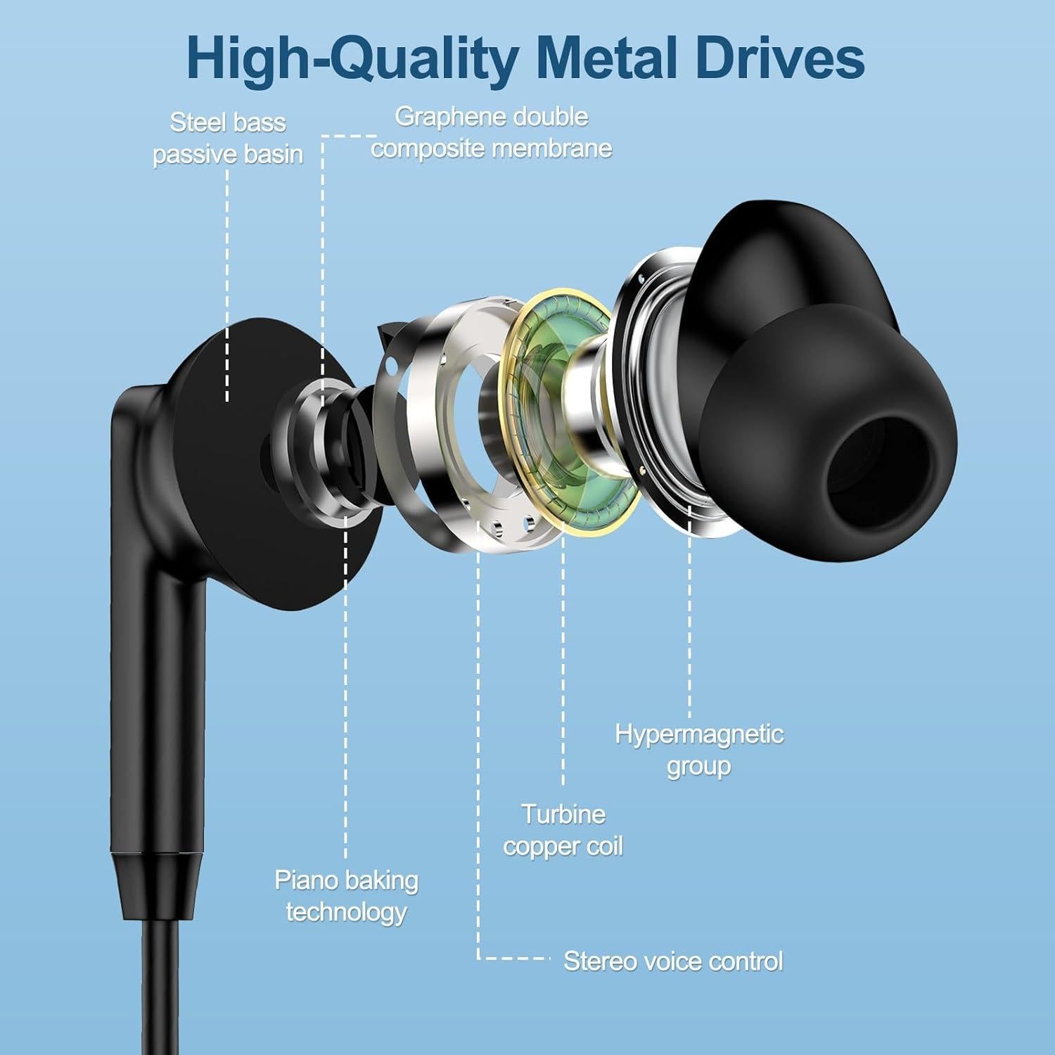 Auriculares USB C Intrauditivos HiFi Samsung iPhone 1m