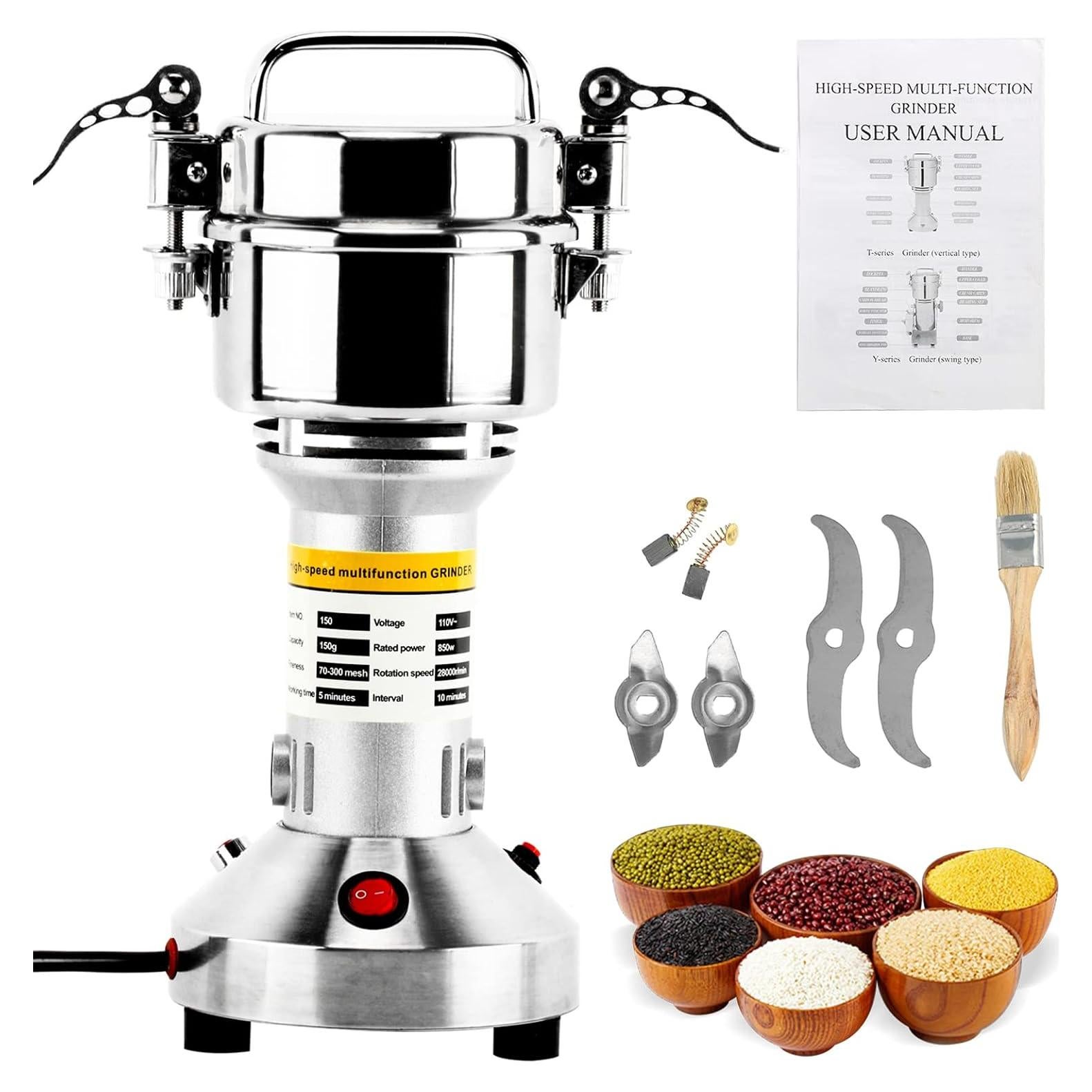 Molinillo Eléctrico de Granos DasMarine 150g 850W Acero Inoxidable