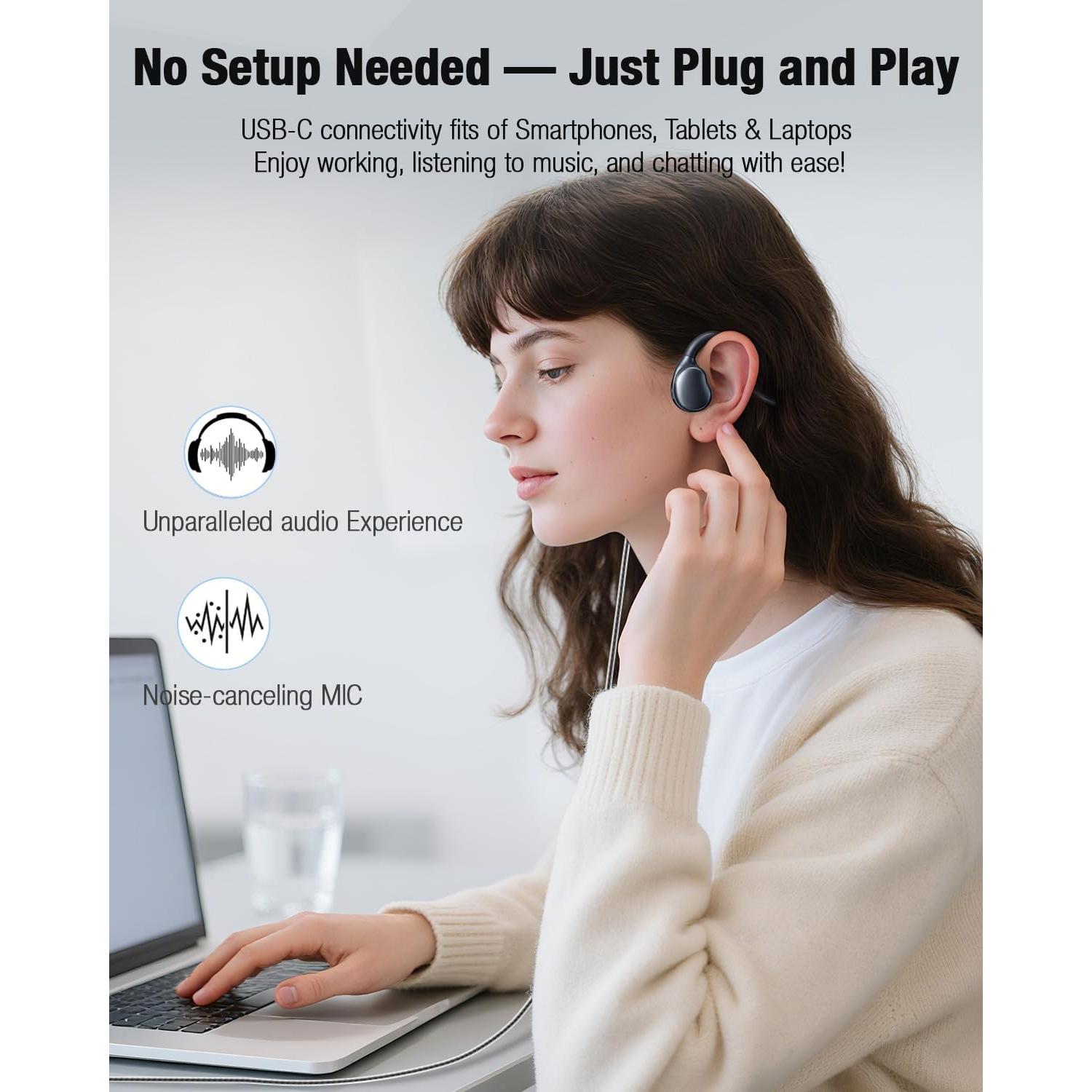 Auriculares con cable USB-C QOEKUEY H20 - Sonido Premium