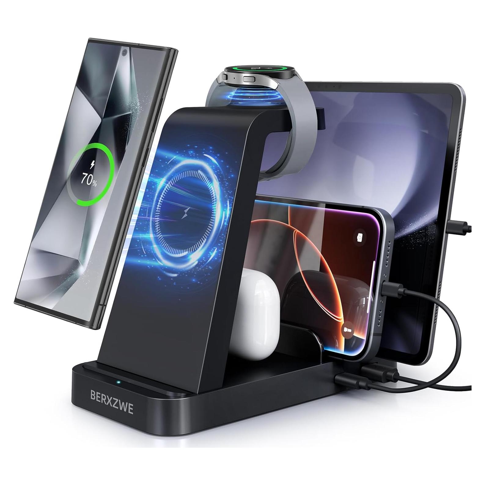 Cargador Inalámbrico 5 en 1 BERXZWE para Samsung - Negro