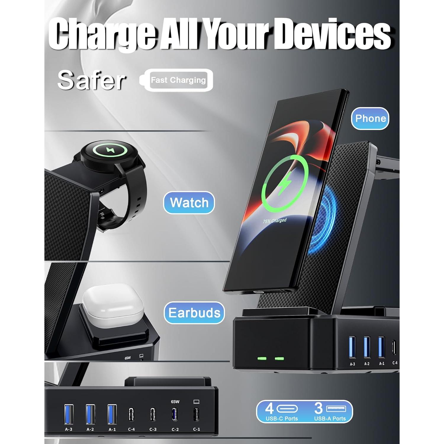 Cargador Inalámbrico 10 en 1 Zutspzss para Samsung 300W