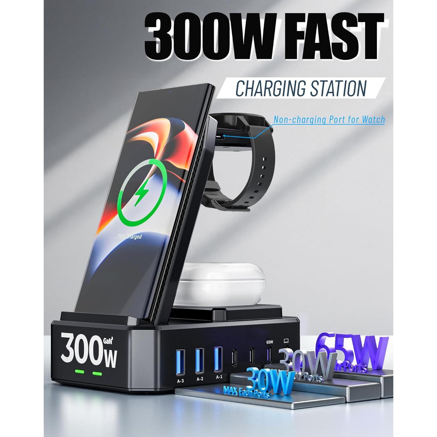 Cargador Inalámbrico 10 en 1 Zutspzss para Samsung 300W