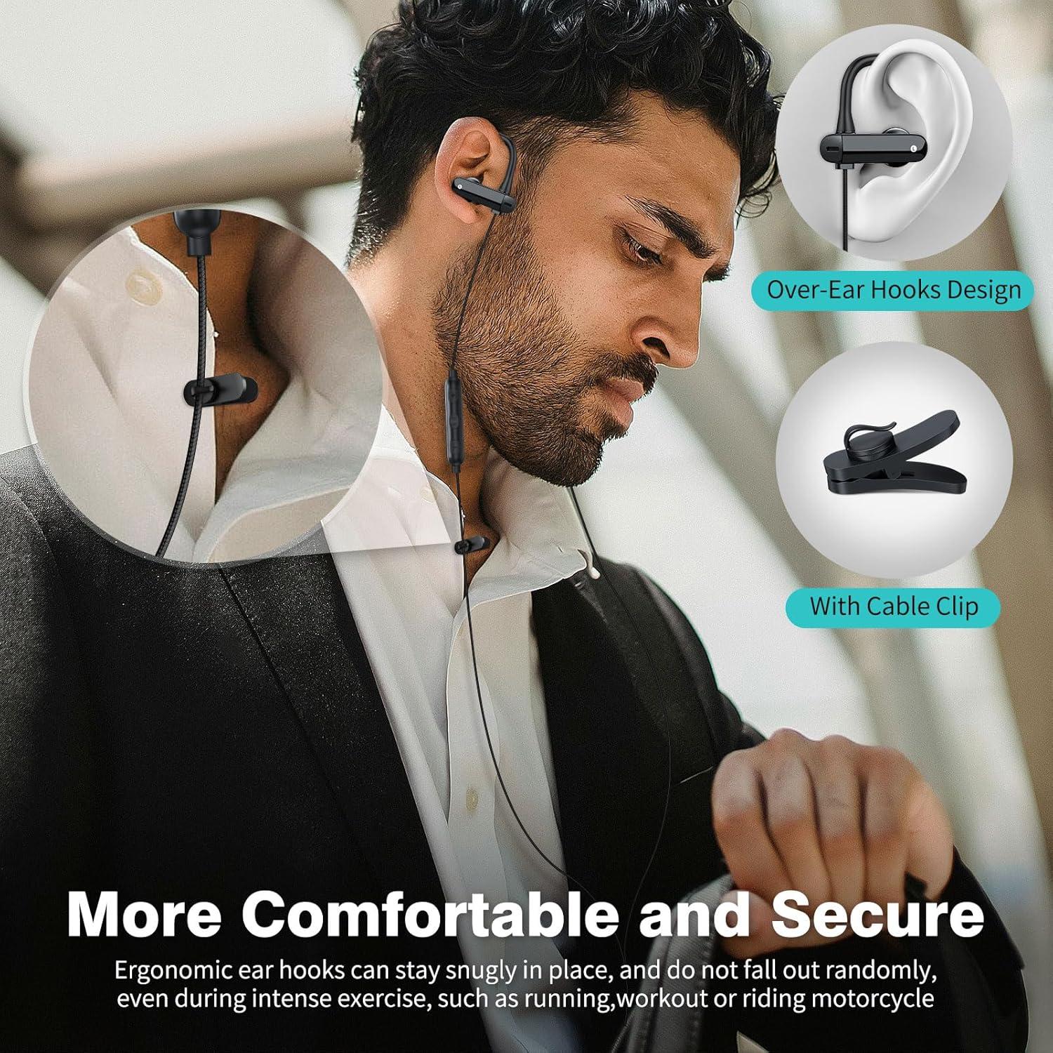 Auriculares USB C HGCXING con gancho deportivo y micrófono