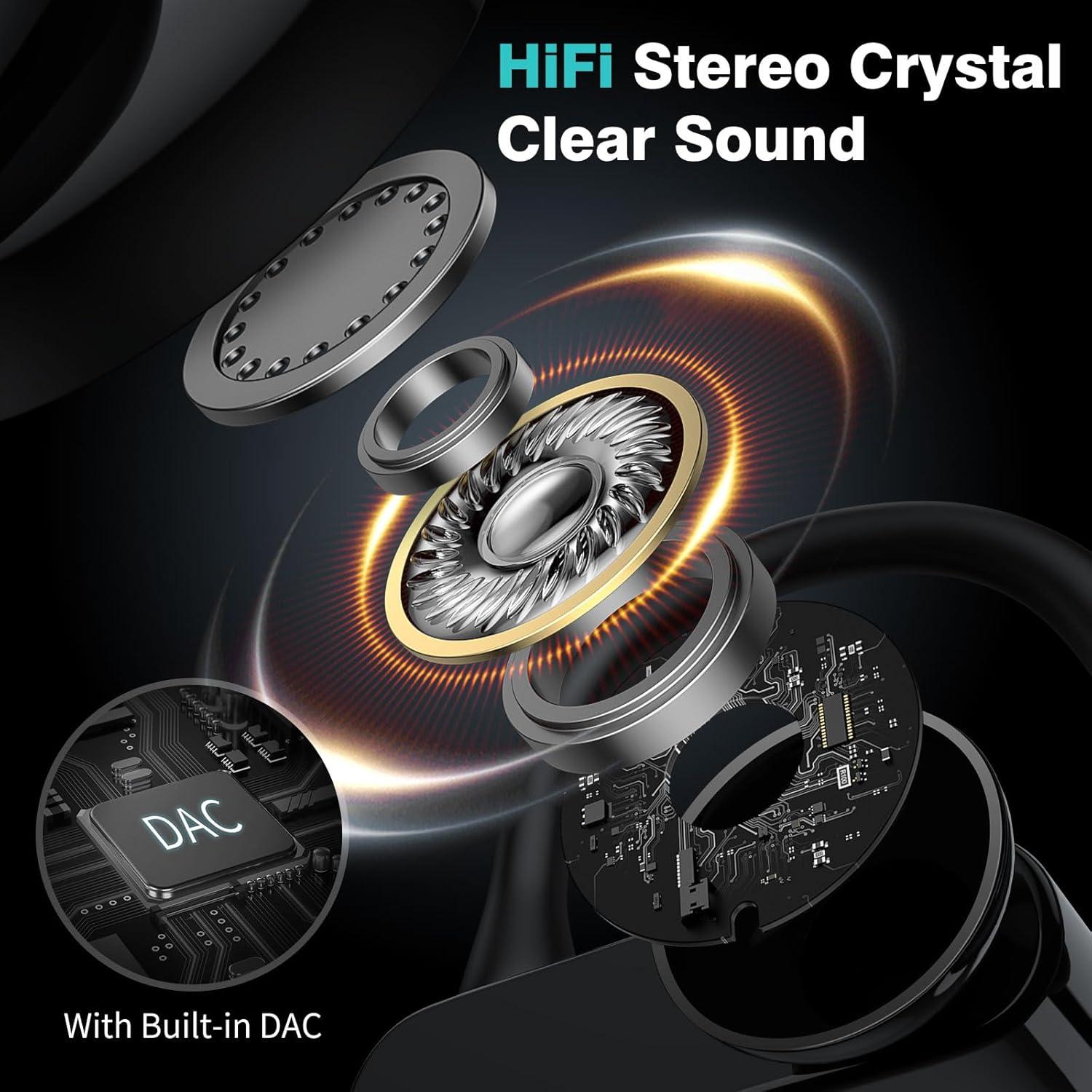 Auriculares USB C HGCXING con gancho deportivo y micrófono