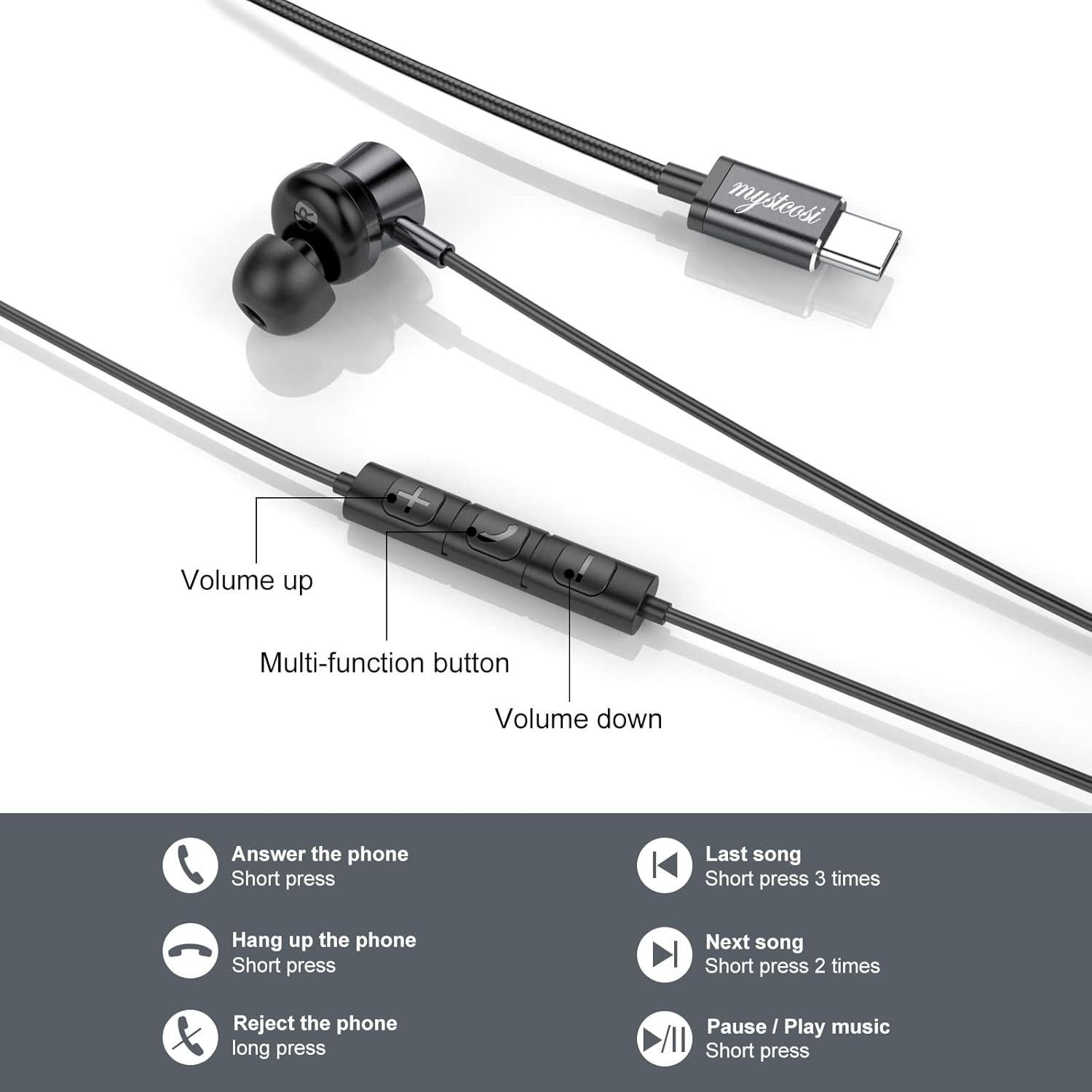 Auriculares USB C RAYHONTECH TC-B7Pro con micrófono y control