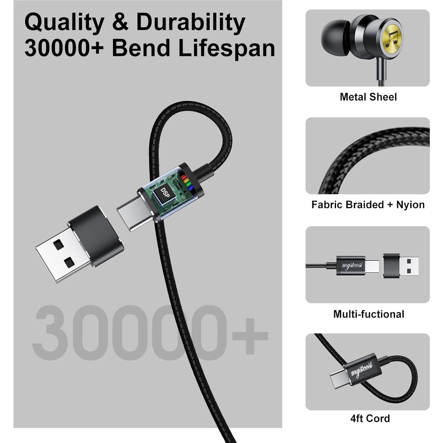 Auriculares USB C RAYHONTECH TC-B7Pro con micrófono y control