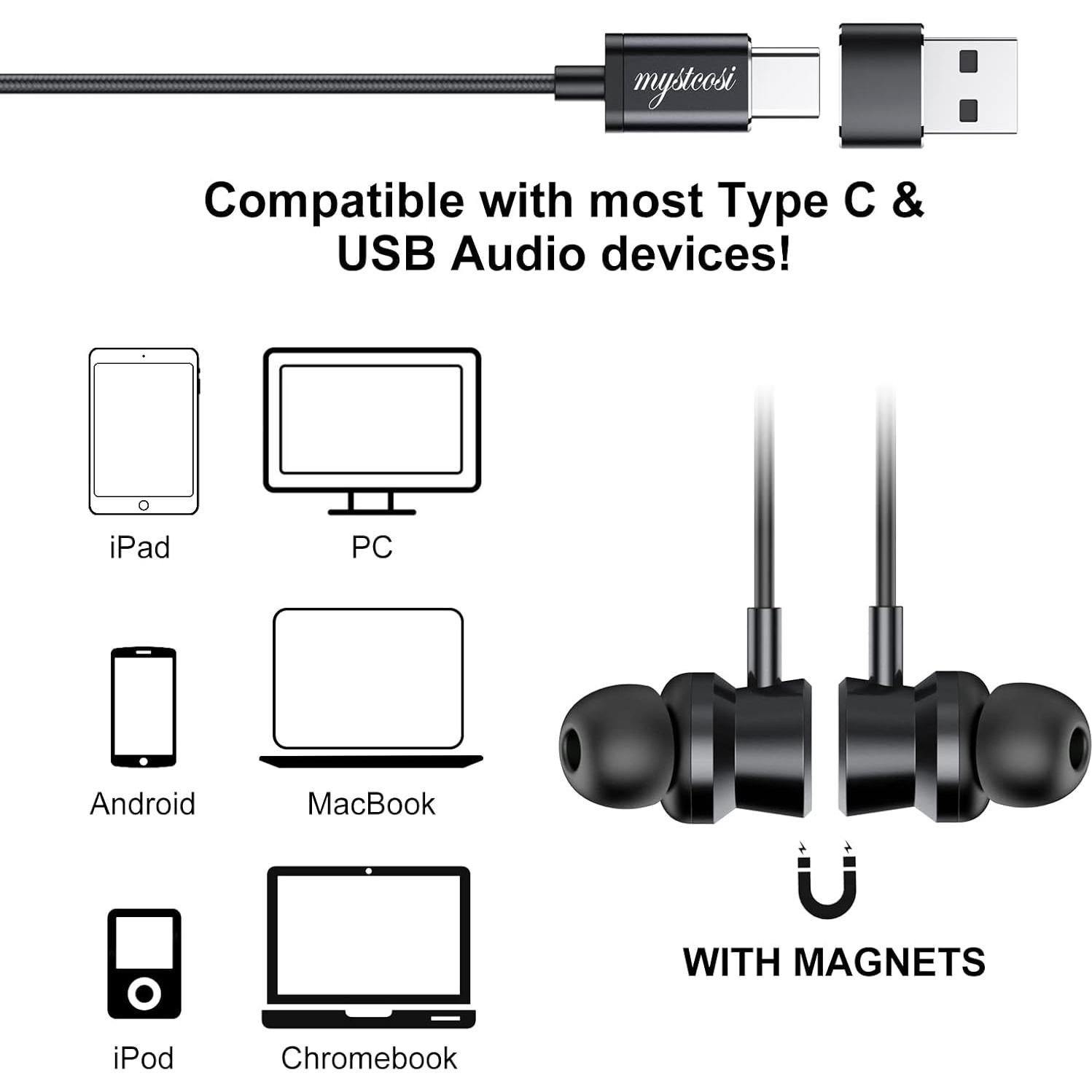 Auriculares USB C RAYHONTECH TC-B7Pro con micrófono y control