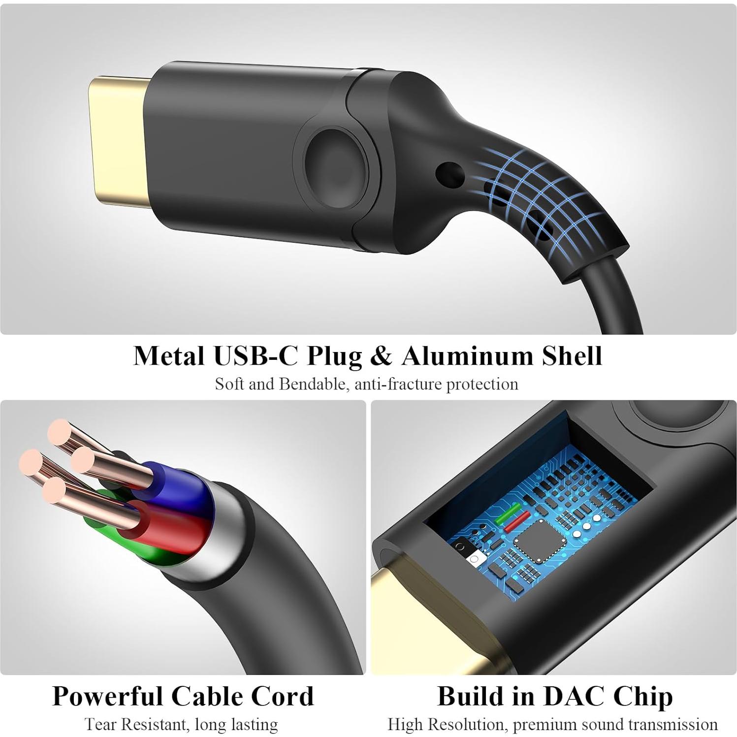 Auriculares USB C ACANDYA HiFi Estéreo con Micrófono y Control