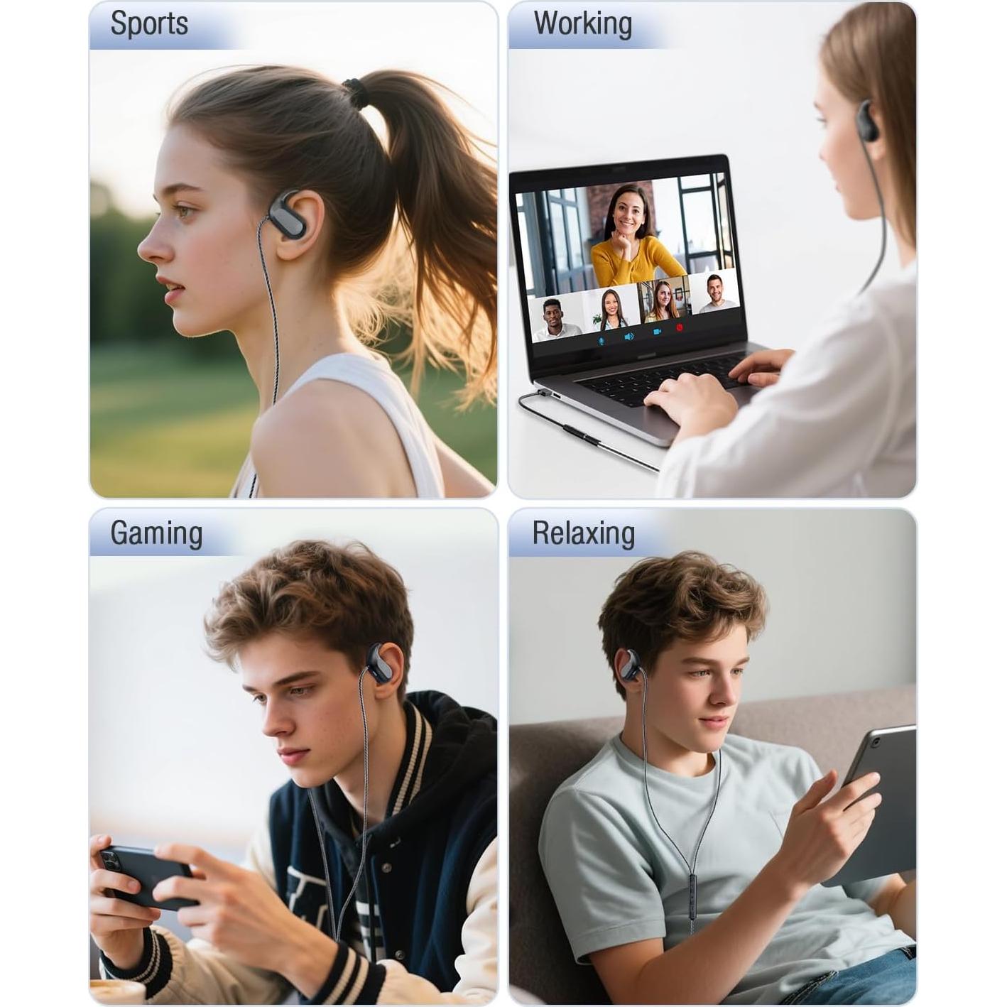 Auriculares con cable QOEKUEY H20 3.5mm USB con micrófono