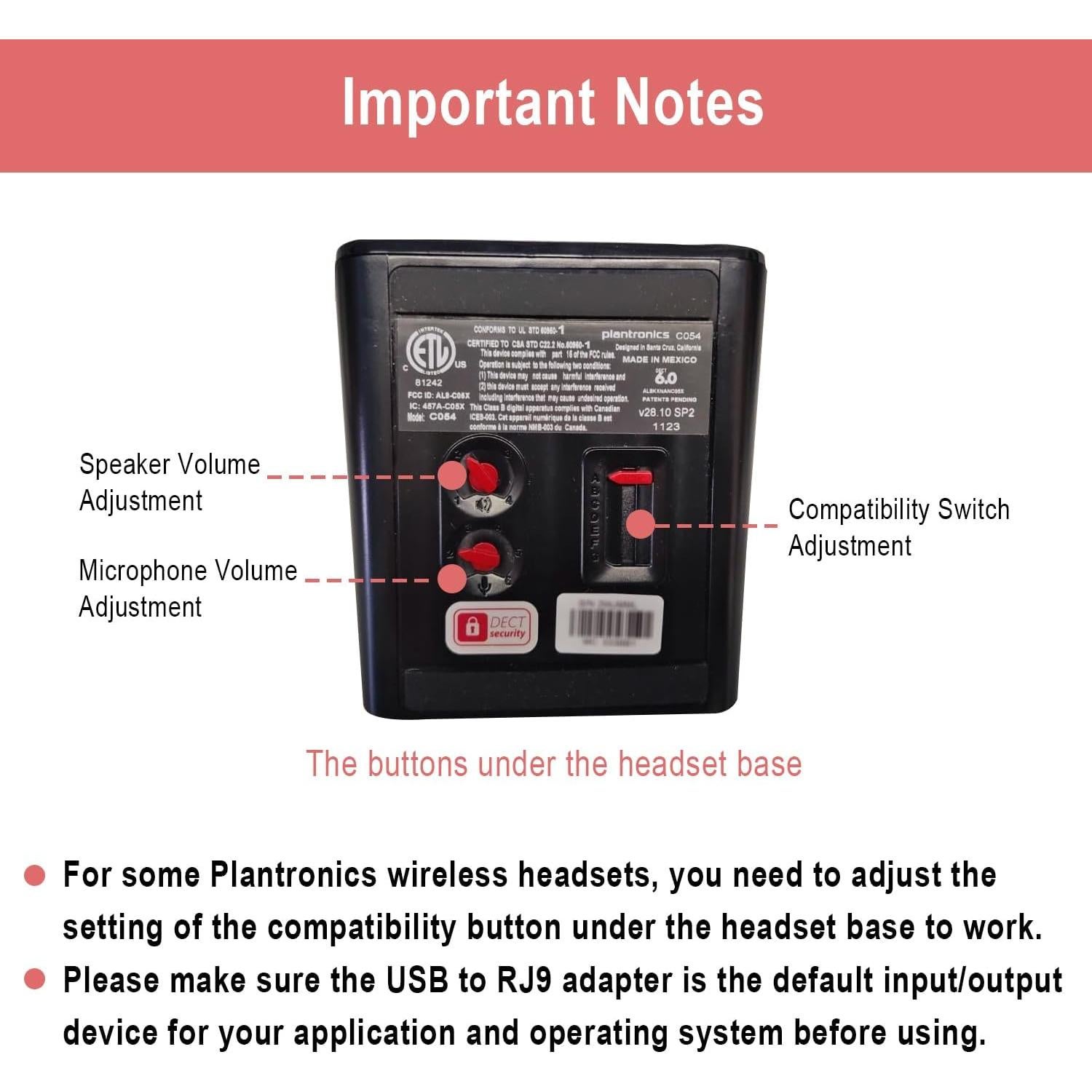 Adaptador USB a RJ9 Weatwo para Auriculares Plantronics Jabra