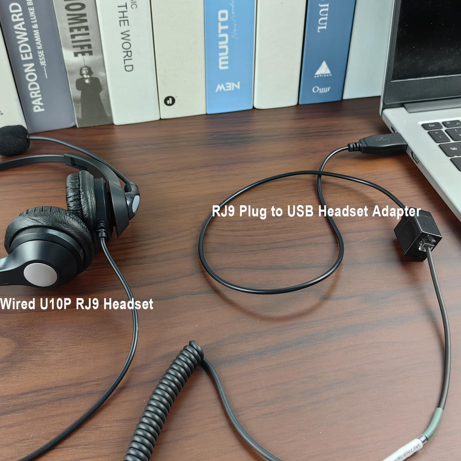 Adaptador USB a RJ9 Weatwo para Auriculares Plantronics Jabra