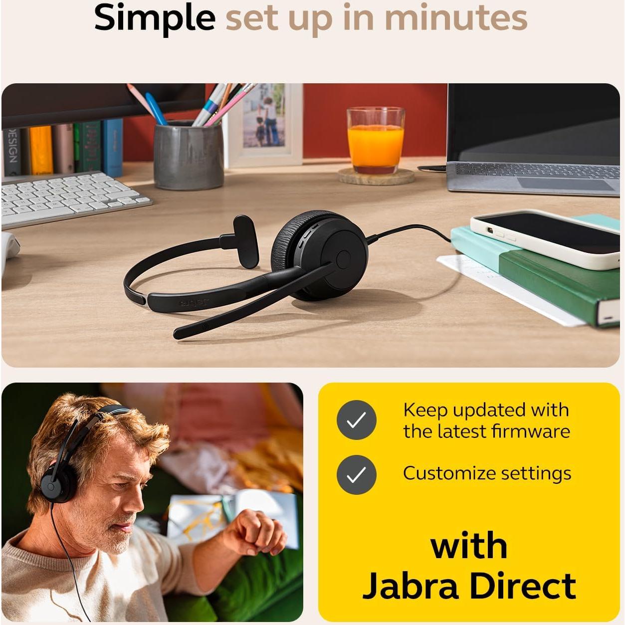 Auricular Jabra Evolve2 50 con Cable y Cancelación de Ruido