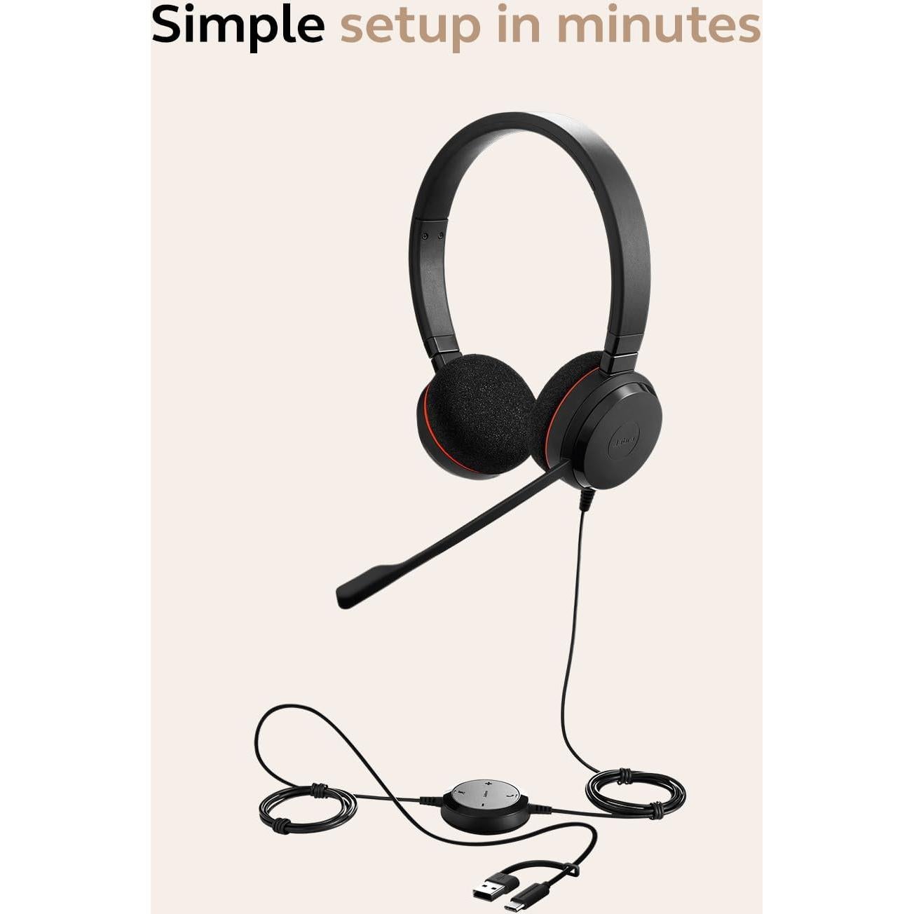 Auricular Jabra Evolve 20 con Cable USB-C/A - Edición 2025 - Negro