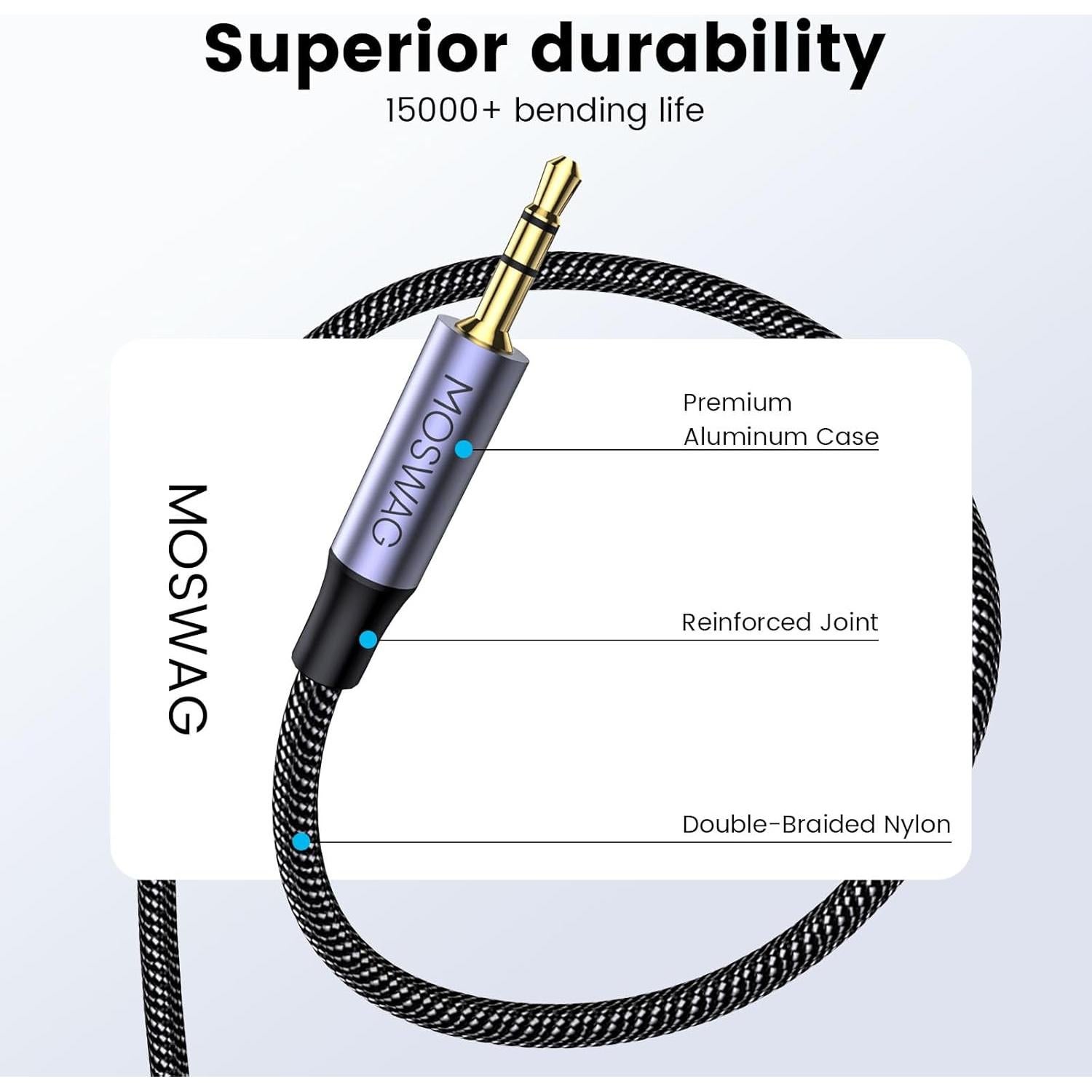 Cable USB a 2.5mm MOSWAG 1.83m Hi-Fi para Auriculares