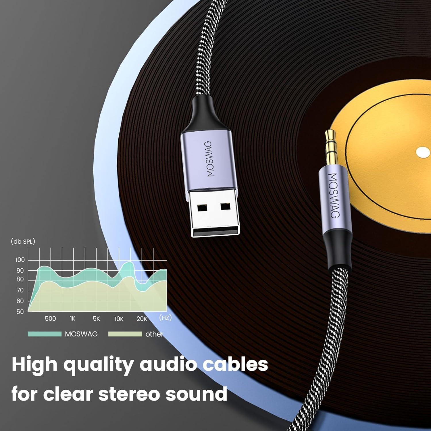 Cable USB a 2.5mm MOSWAG 1.83m Hi-Fi para Auriculares