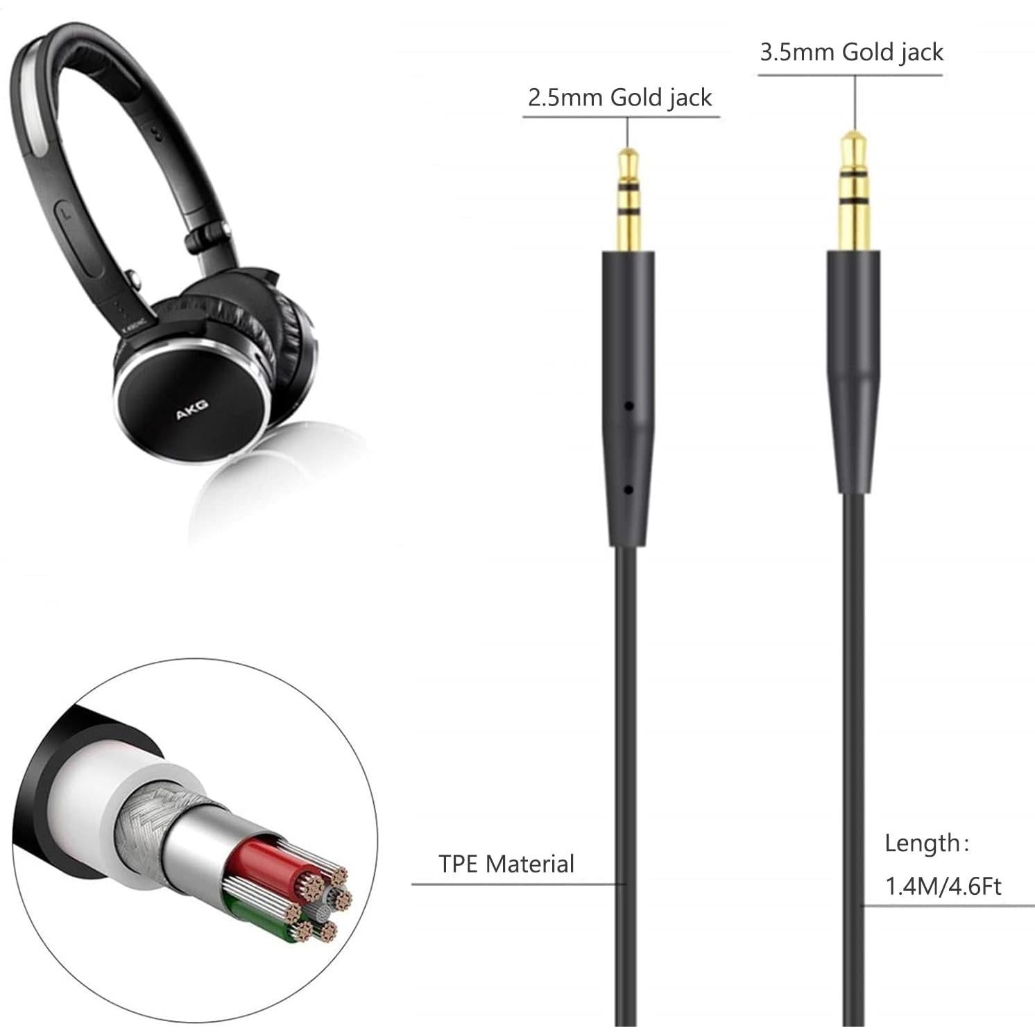 Cable de audio 3.5mm a 2.5mm Puiixur para Bose y AKG