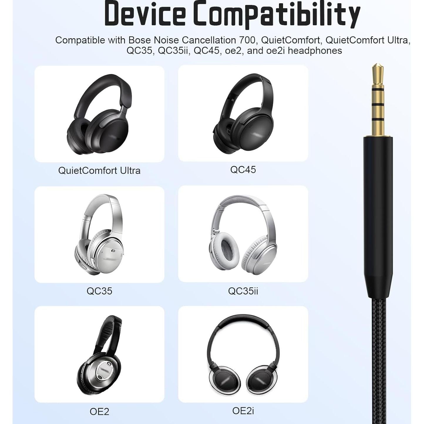 Cable de audio USB C a 2.5mm Toeasor para auriculares Bose