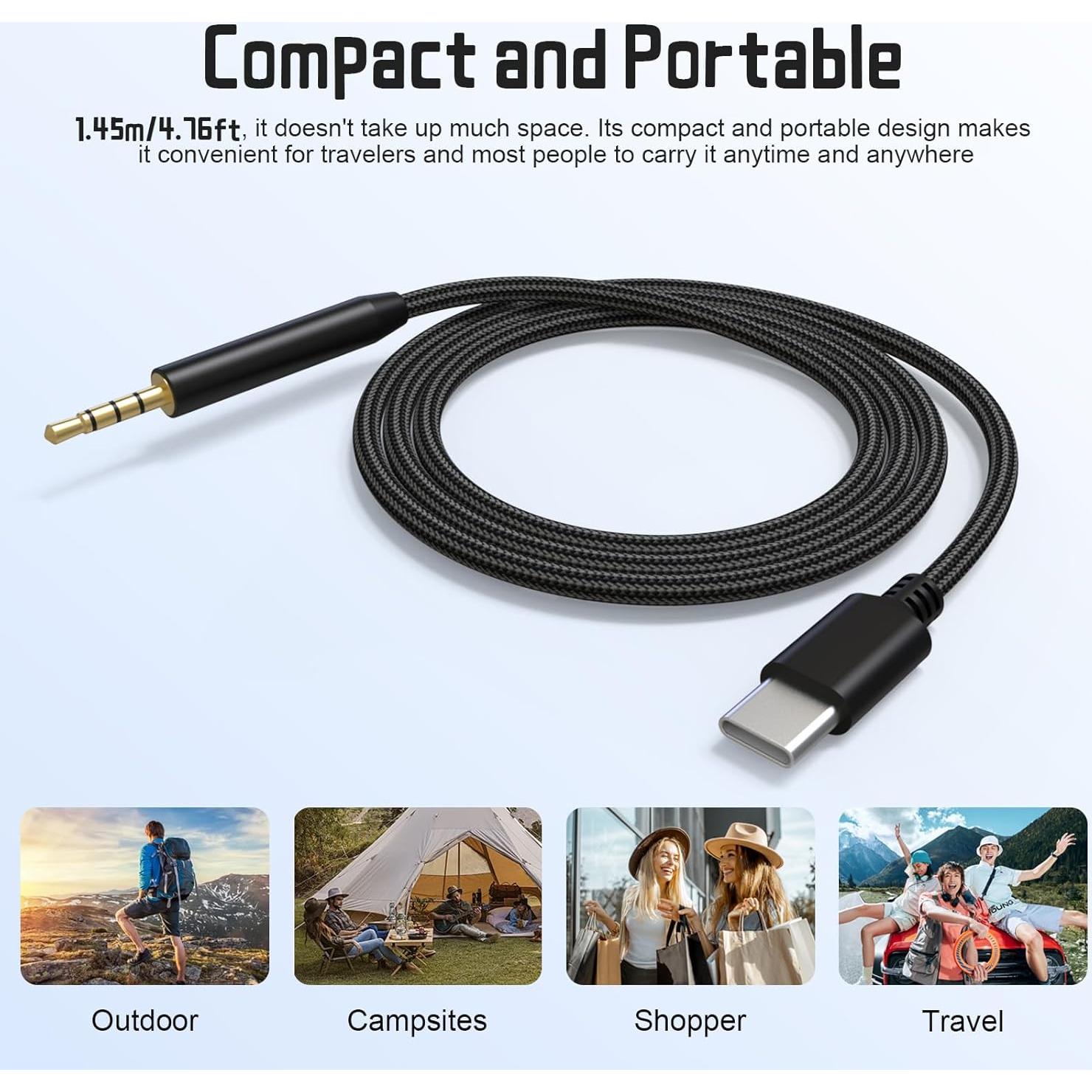 Cable de audio USB C a 2.5mm Toeasor para auriculares Bose