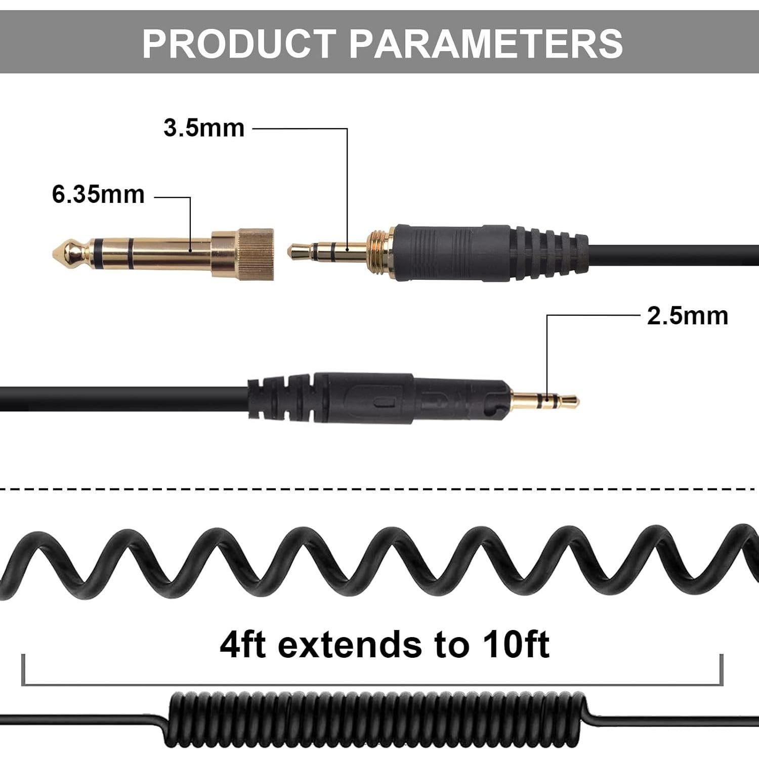 Cable de Reemplazo Espiral 1.2m-3m Audio-Technica ATH-M50x