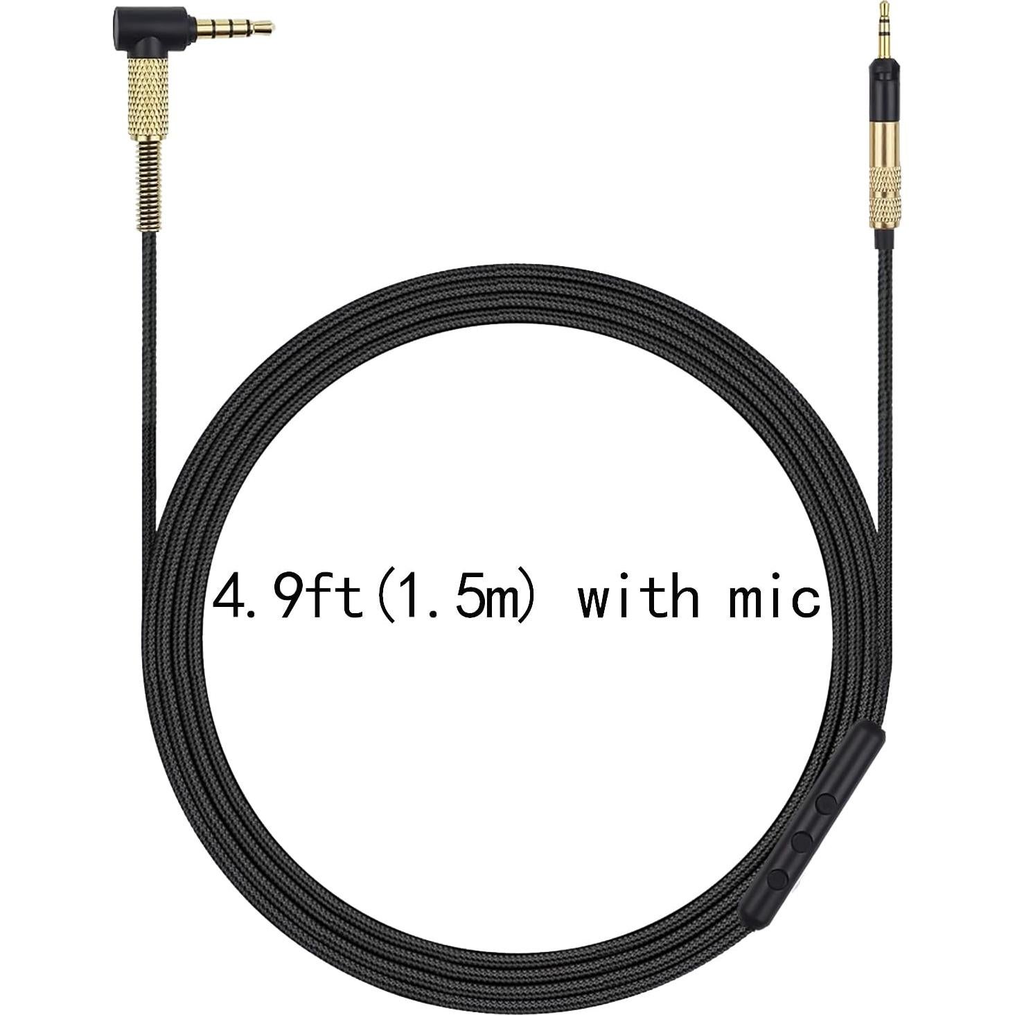 Cable de Audio 1.5m FAAEAL para Auriculares Sennheiser y Audio-Technica con Micrófono