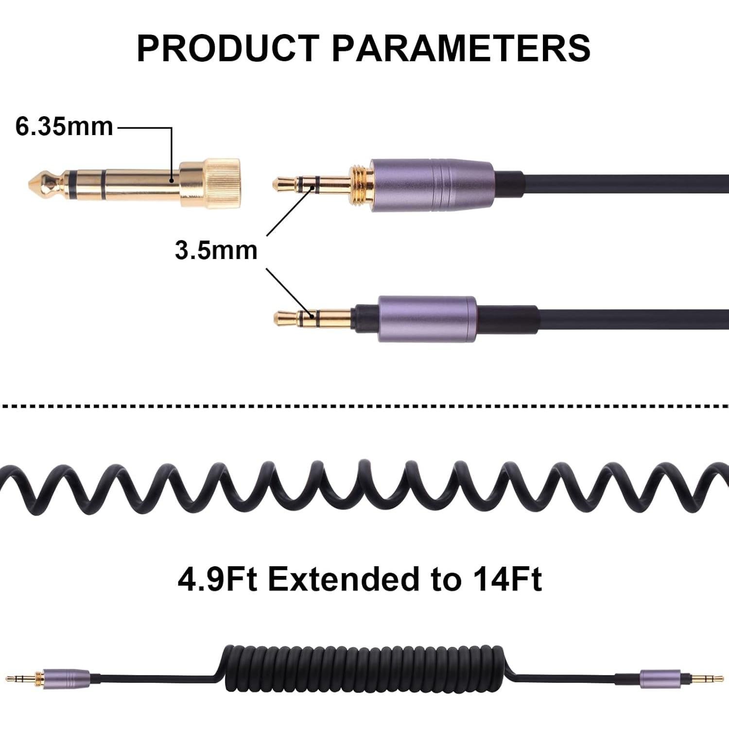 Cable de audio en espiral Hizsoaor 4.27m para Audio Technica