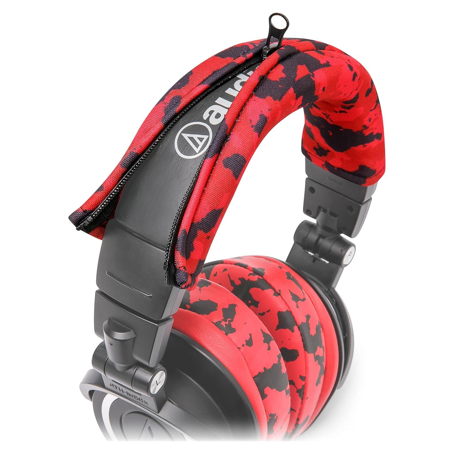 Cubierta Protectora WC BandZ para Auriculares Audio Technica ATH M Series - Camo Rojo