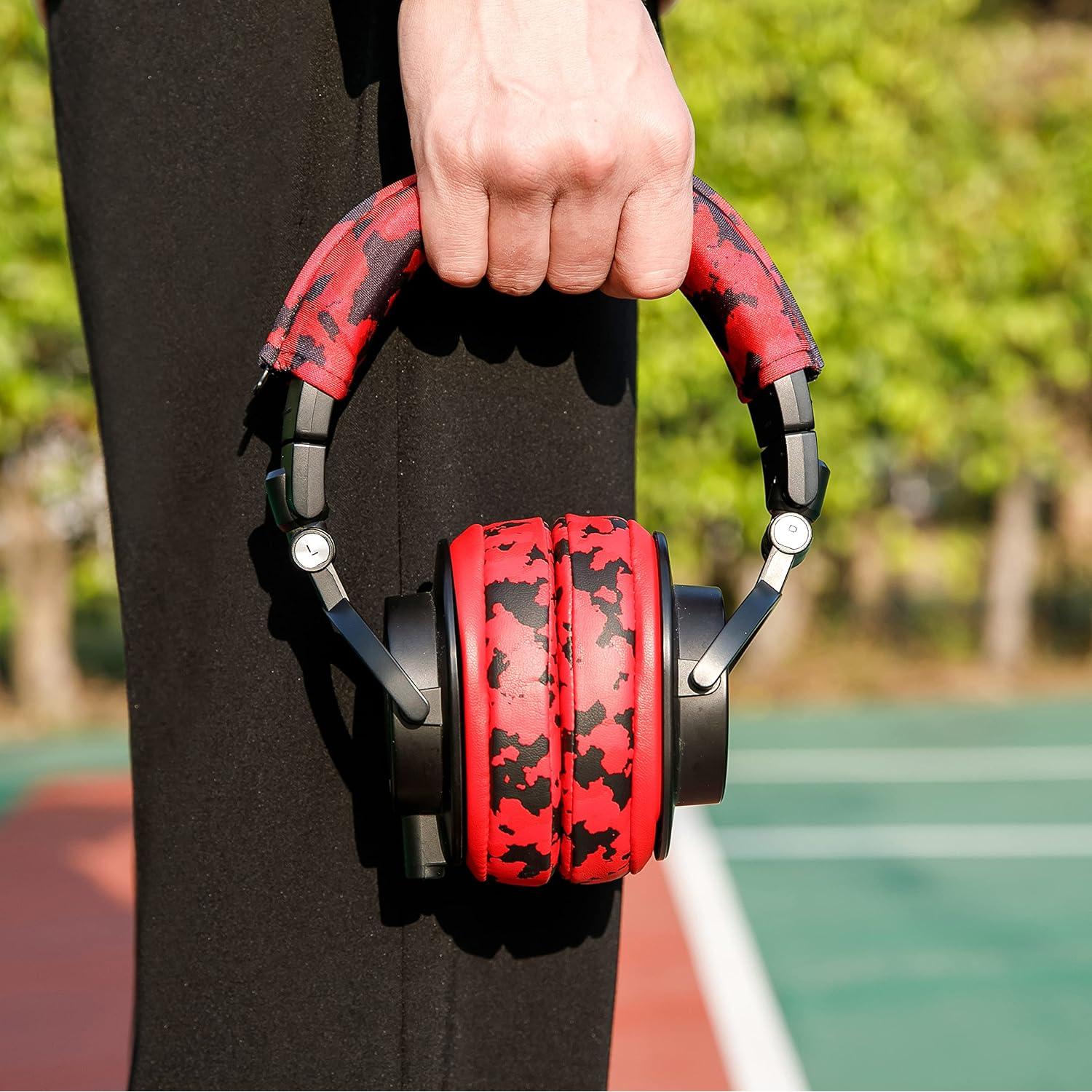 Cubierta Protectora WC BandZ para Auriculares Audio Technica ATH M Series - Camo Rojo