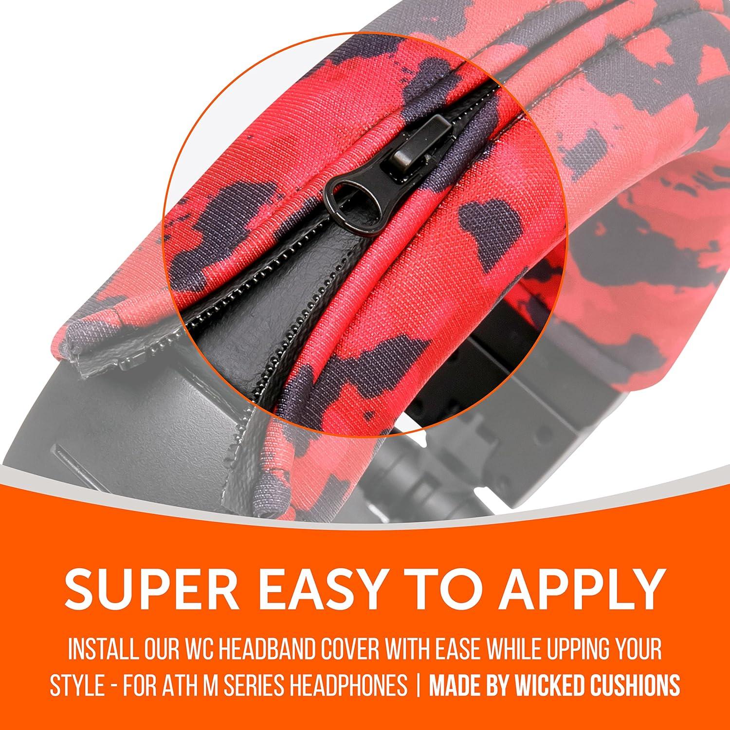 Cubierta Protectora WC BandZ para Auriculares Audio Technica ATH M Series - Camo Rojo