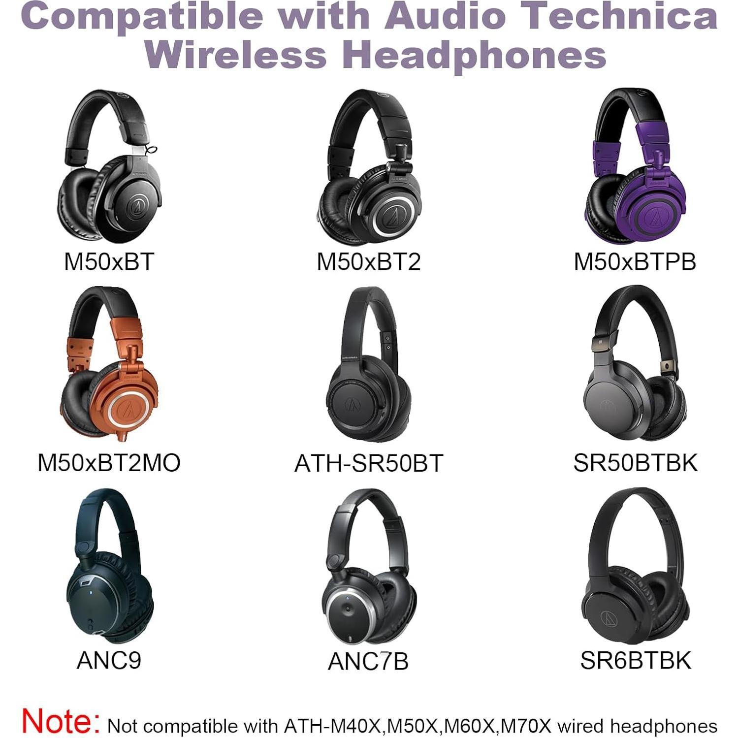 Replacement ATH-M50xBT Coiled Aux Cord Compatible with Audio Technica ATH-M50xBT2, ATH-SR50BT, ATH-ANC9, ATH-ANC7B, ATH-SR5BTBK Sony WH-1000XM5, MDR-950BT Headphones Audio Cable with 6.35mm Adapter