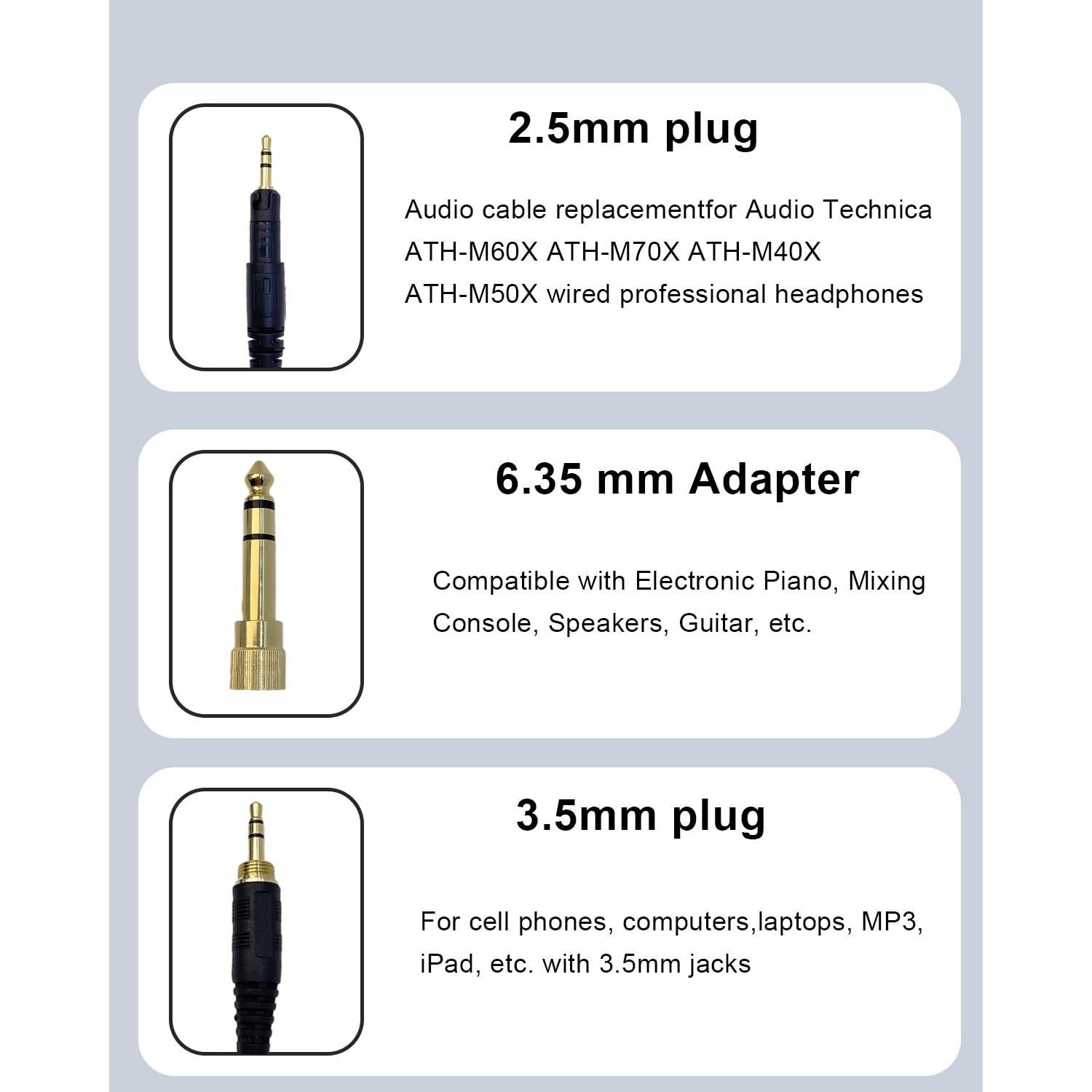 Cable de Reemplazo Audio-Technica ATH-M50x 1.3m-3m Enrollado