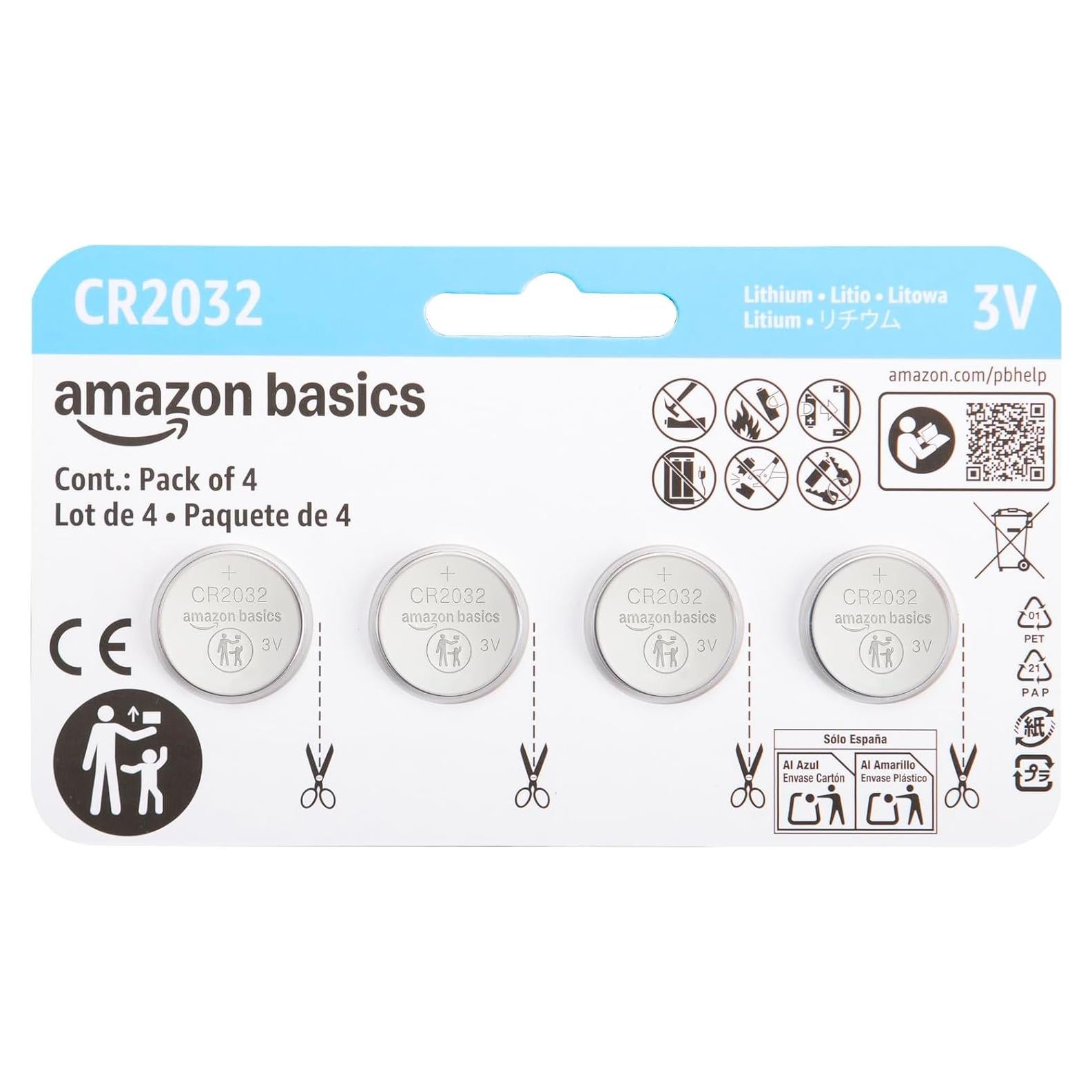 Baterías de Litio CR2032 Amazon Basics - Paquete de 4