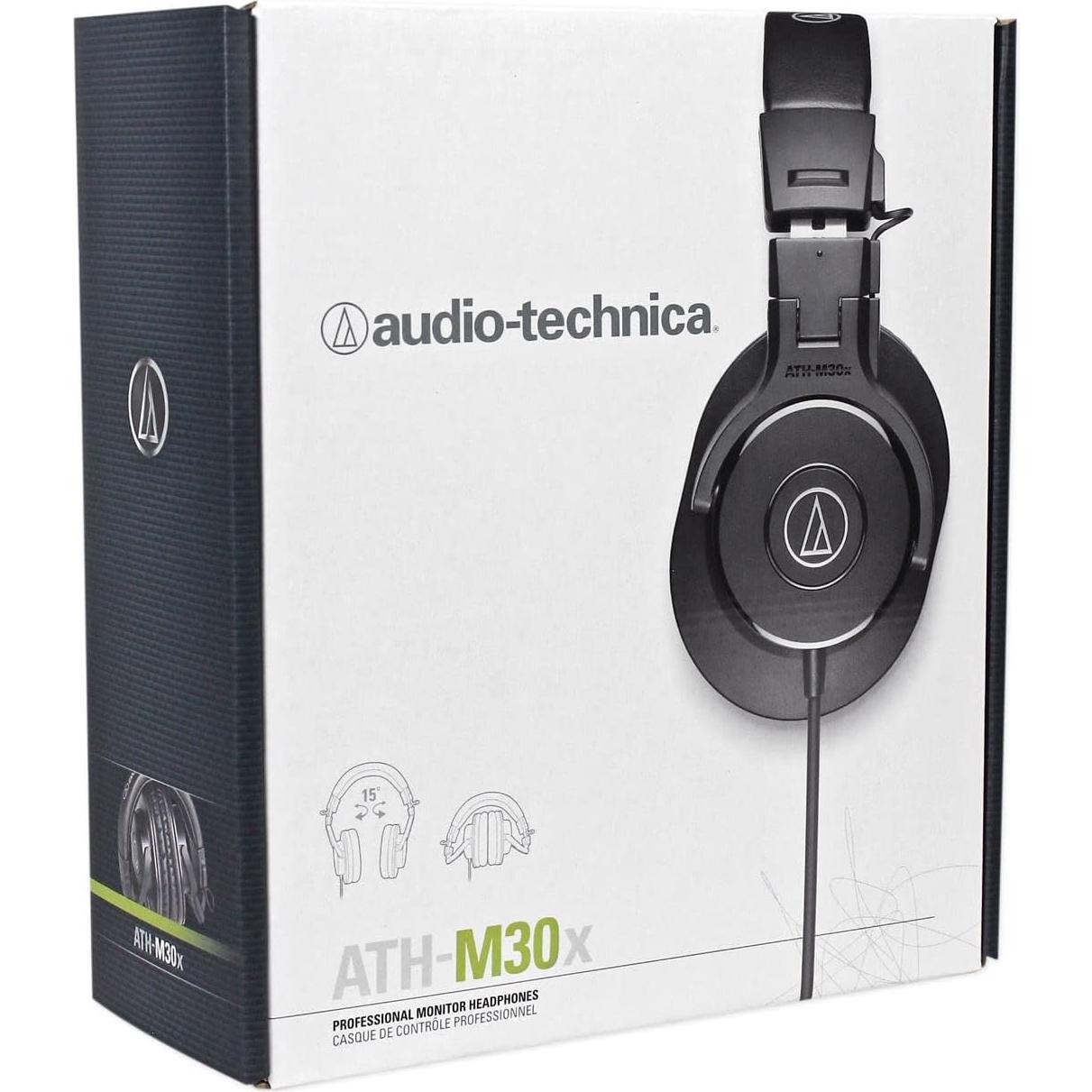 Auriculares de Estudio Audio-Technica ATH-M30X + Micrófono Rockville RMM-XLR