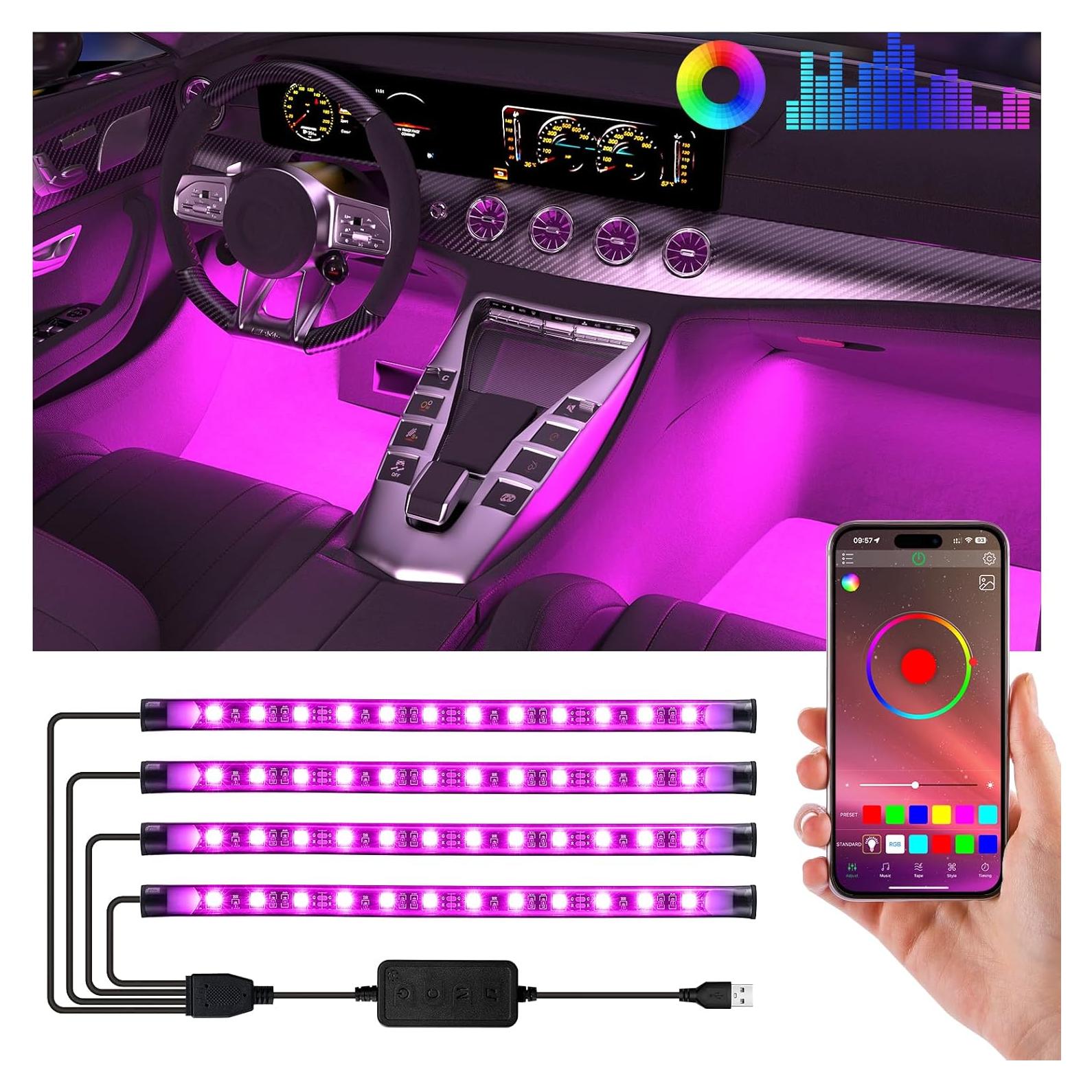Luces LED RGB FCPVHOY para Interior de Coche con APP 5V