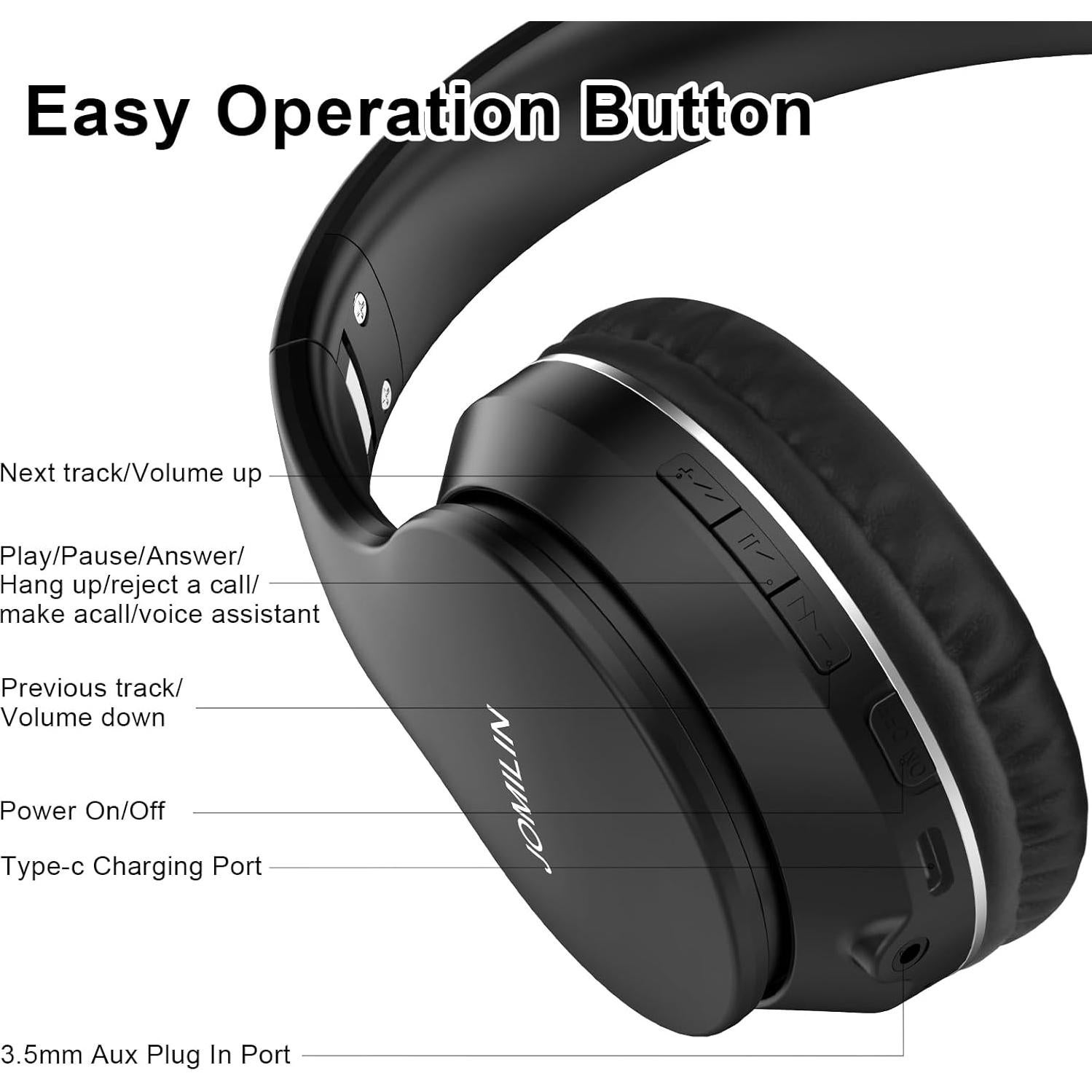 Auriculares Inalámbricos JOMILIN B9 Hi-Fi 60h Negro