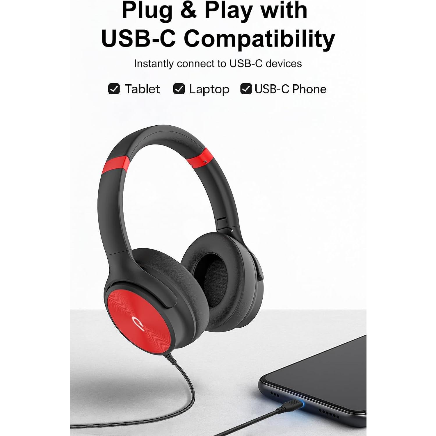 Auriculares USB-C Adoope AD1000, sonido Hi-Fi, sobre la oreja