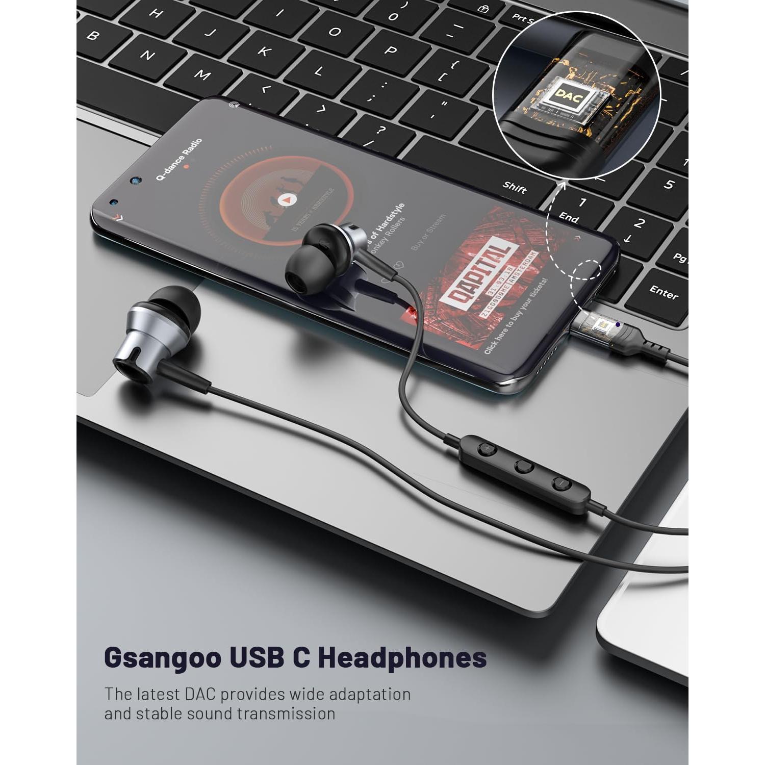 Auriculares USB C Gsangoo con Micrófono y Cancelación de Ruido