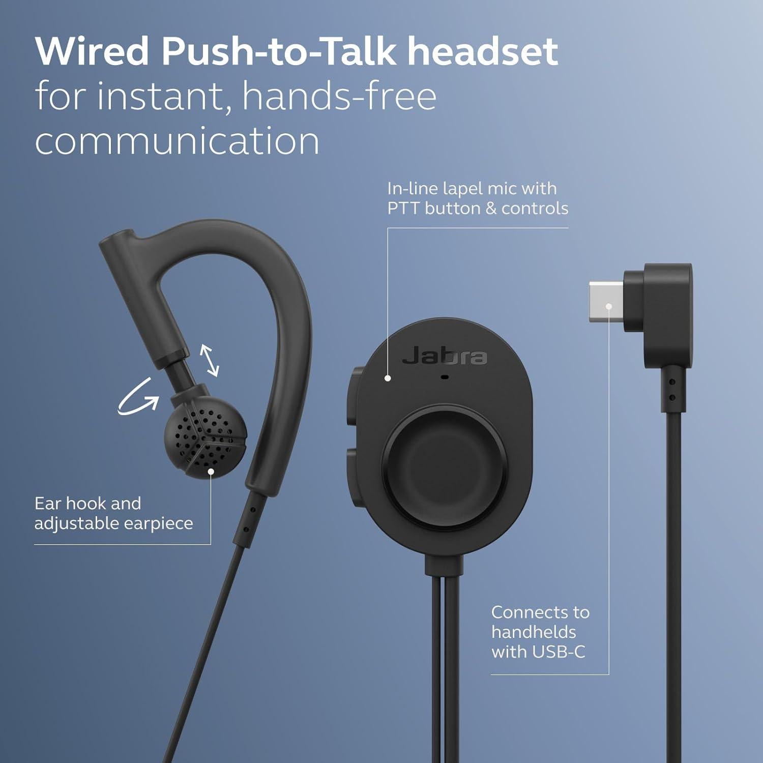 Auricular Jabra Perform 10 PTT con micrófono USB-C para Android