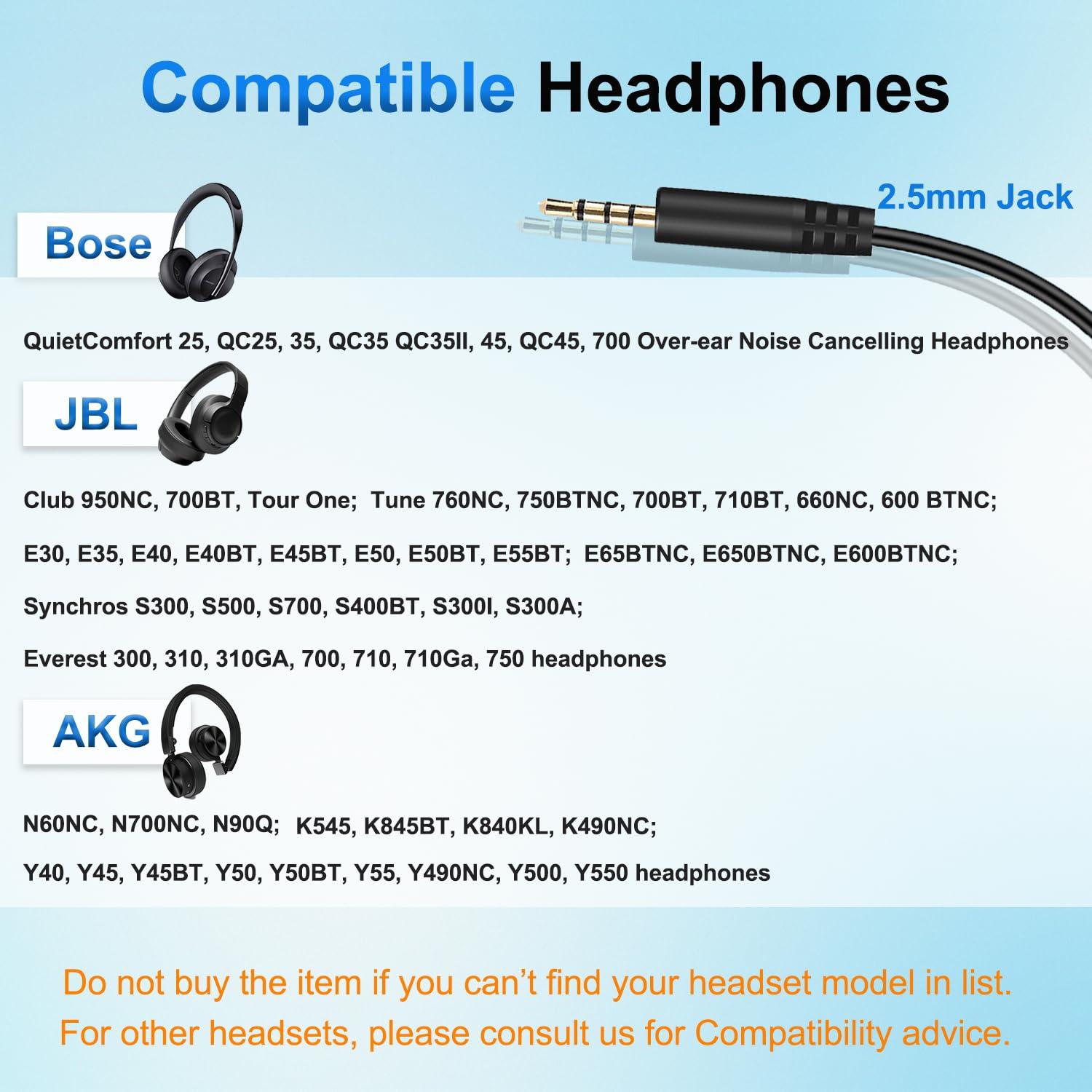 Cable de Audio Aux 3.5mm a 2.5mm Callez para Auriculares Bose y JBL