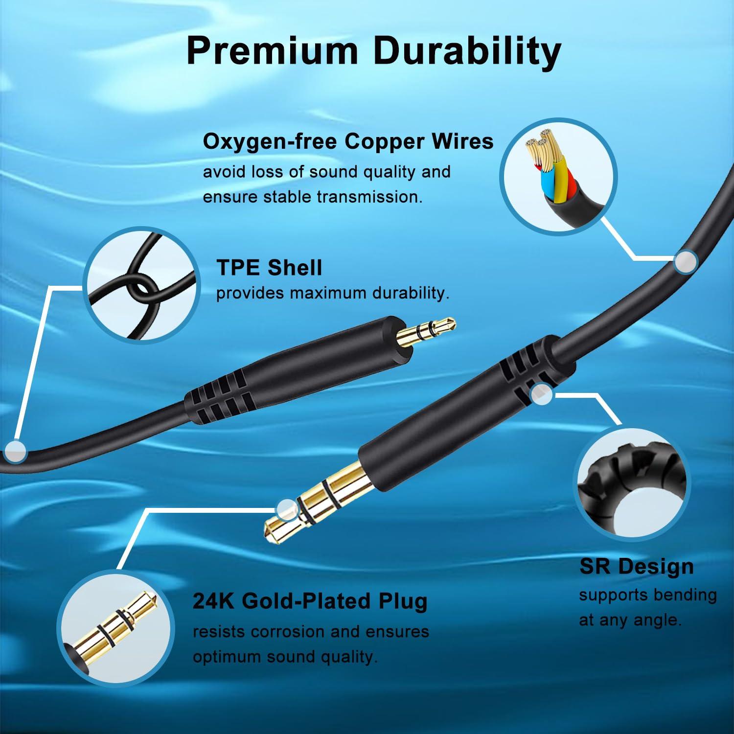 Cable de auriculares 2.5mm a 3.5mm Weatwo para Bose y JBL