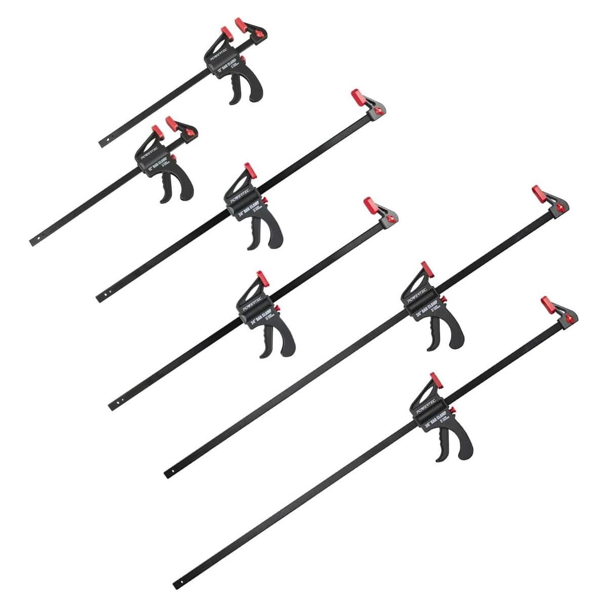 Abrazaderas de Barra POWERTEC 30.48-91.44 cm - Paquete de 6