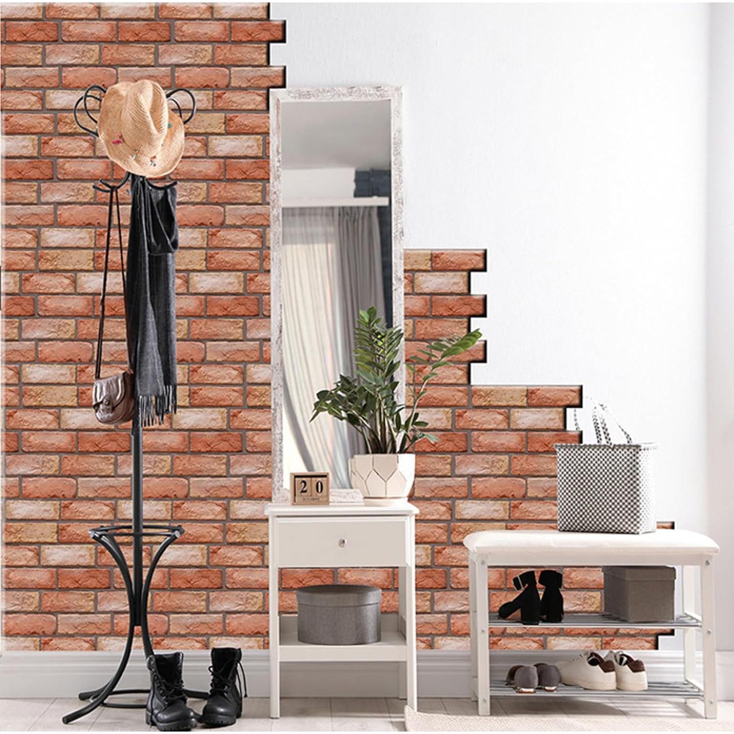 Paneles de Pared 3D Autoadhesivos Rojo PVC 30x30 cm 10PCS