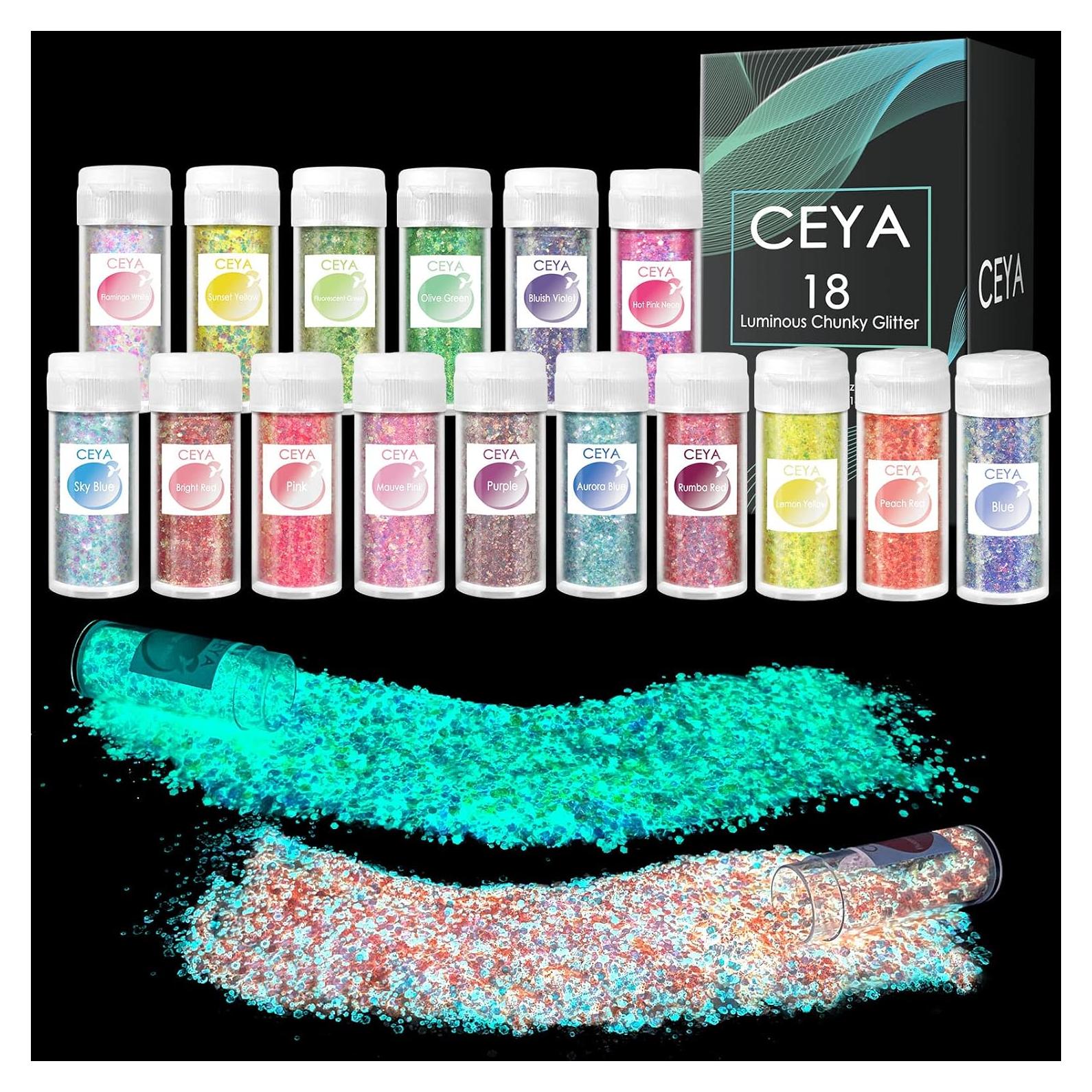 Set de Purpurina Brillante Ceya 18 Colores 180g para Manualidades